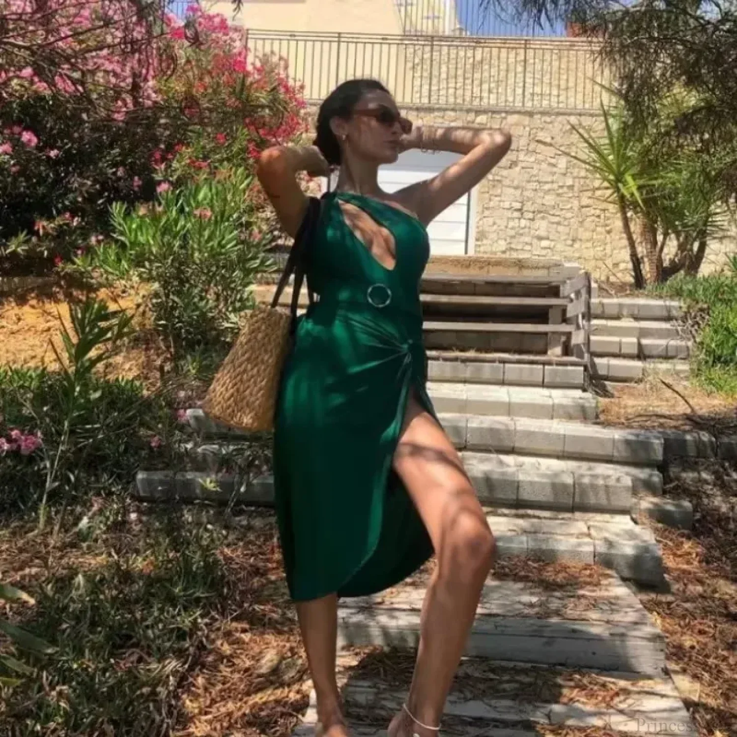 Green One Shoulder Swimsuit One Piece - Image 2