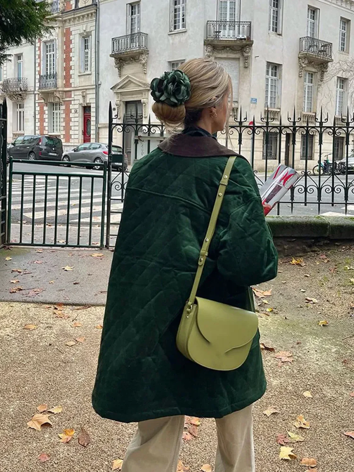 Green Patchwork Cotton Coat - Image 6