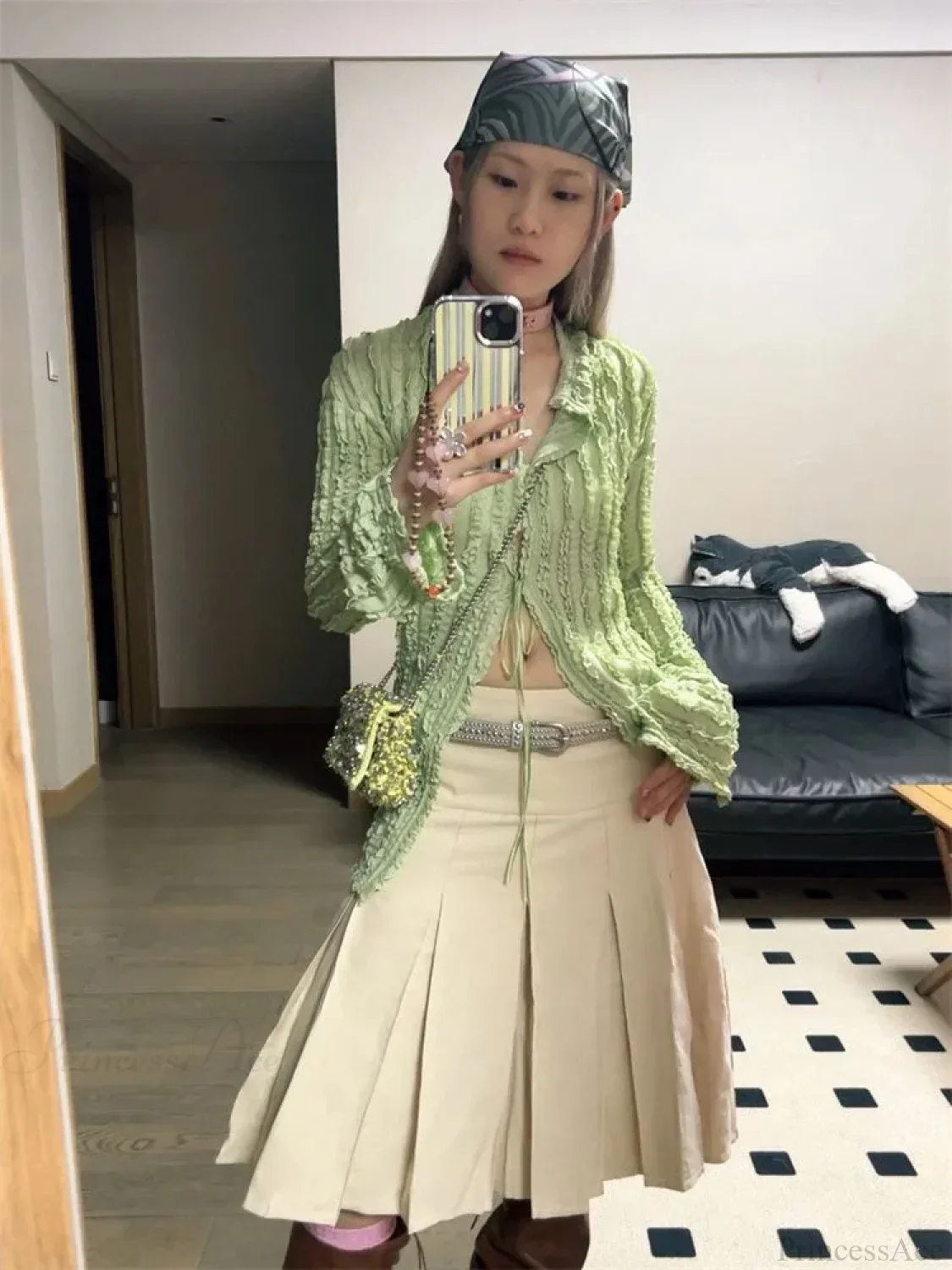Green Vintage Long Sleeve Blouse - Image 6
