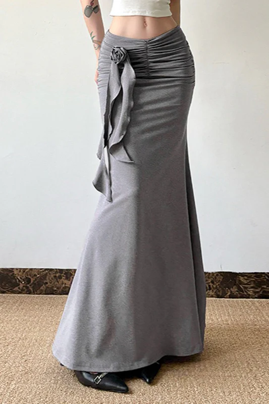 Grey Bodycon Mermaid Maxi Skirt