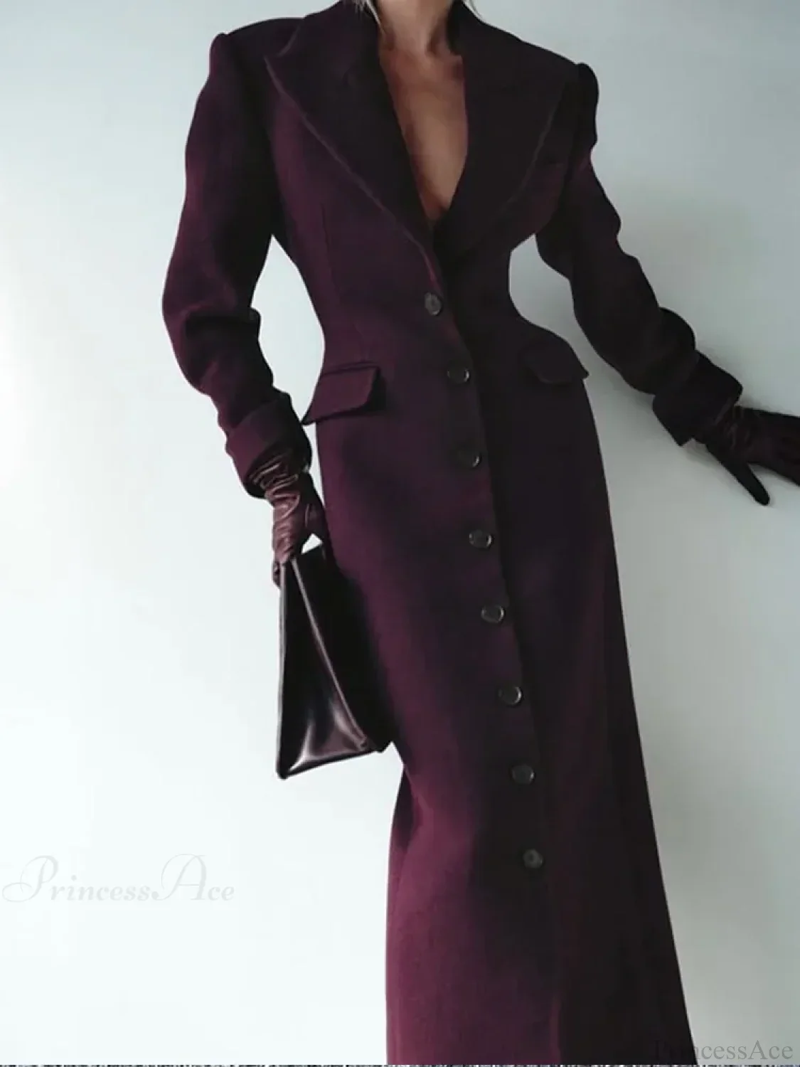 Grey Single Breasted Wool Coat - Image 5