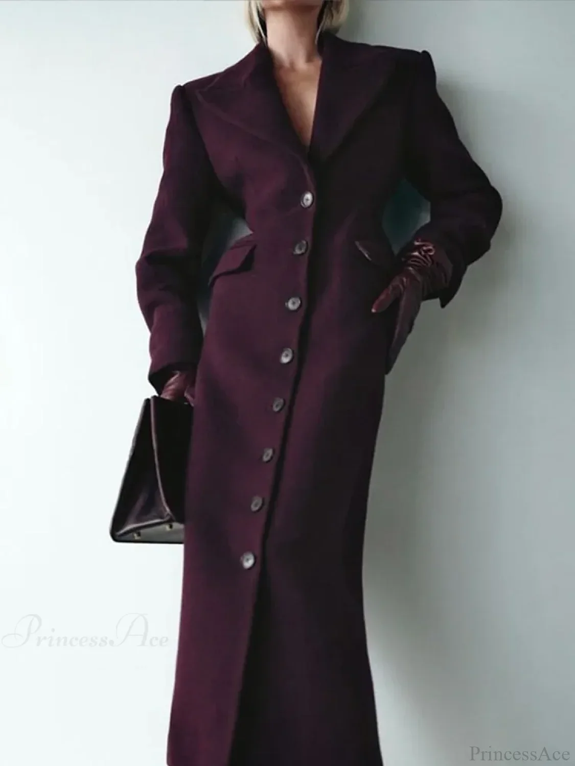 Grey Single Breasted Wool Coat - Image 6