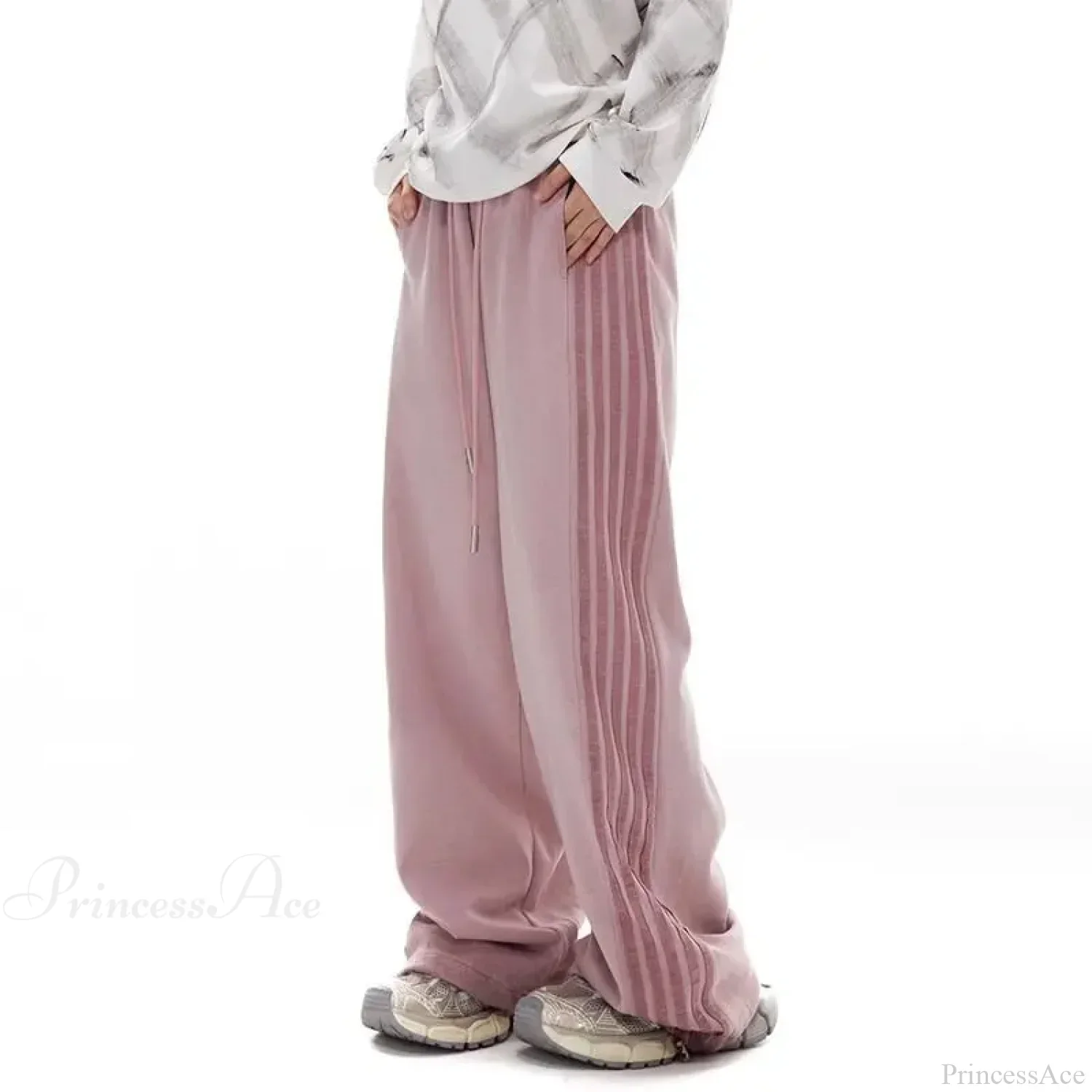Grey Stripe Motion Casual Pants - Image 5