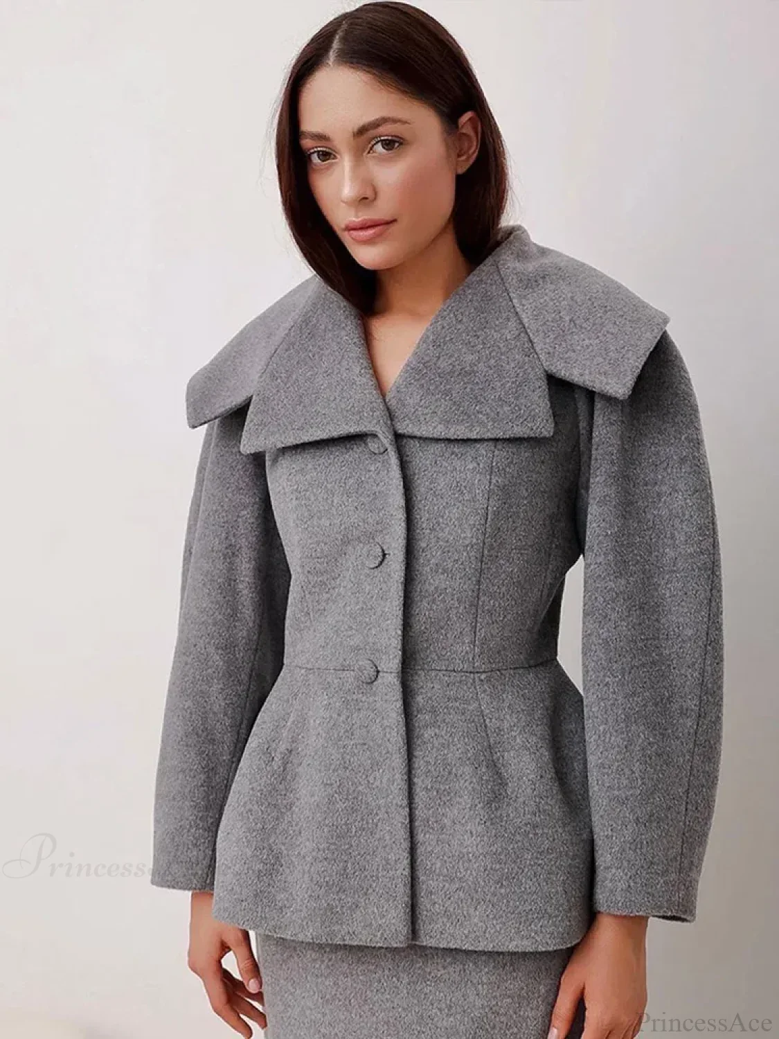 Grey Wool Blends Coat - Image 4
