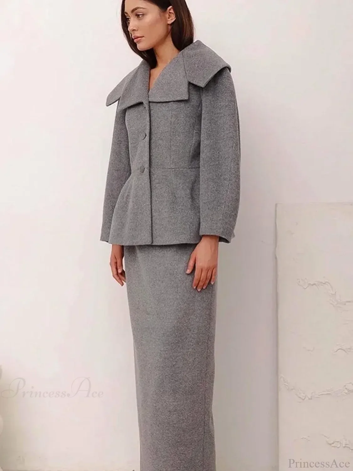 Grey Wool Blends Coat - Image 6