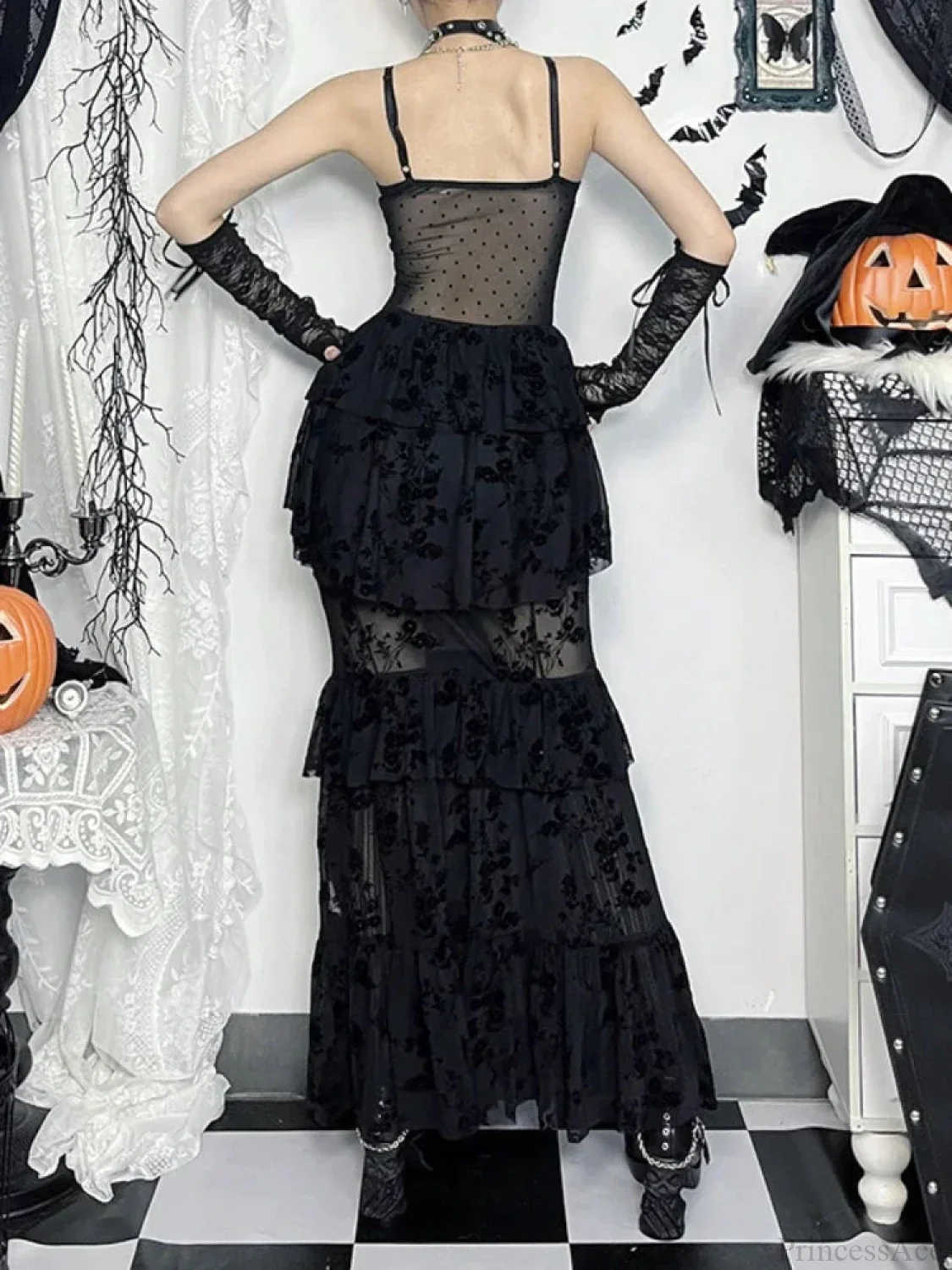 Group Transparent Bodice Full-Length Dress - Image 3