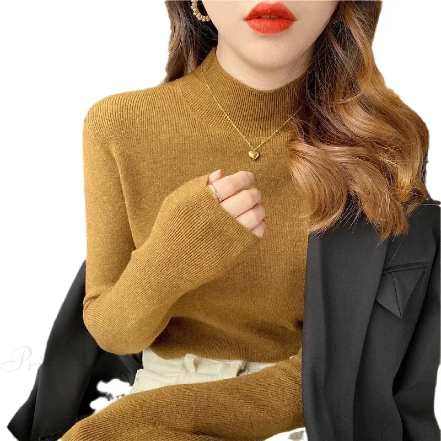 Half High Collar Crochet Y2k Sweater - Image 6