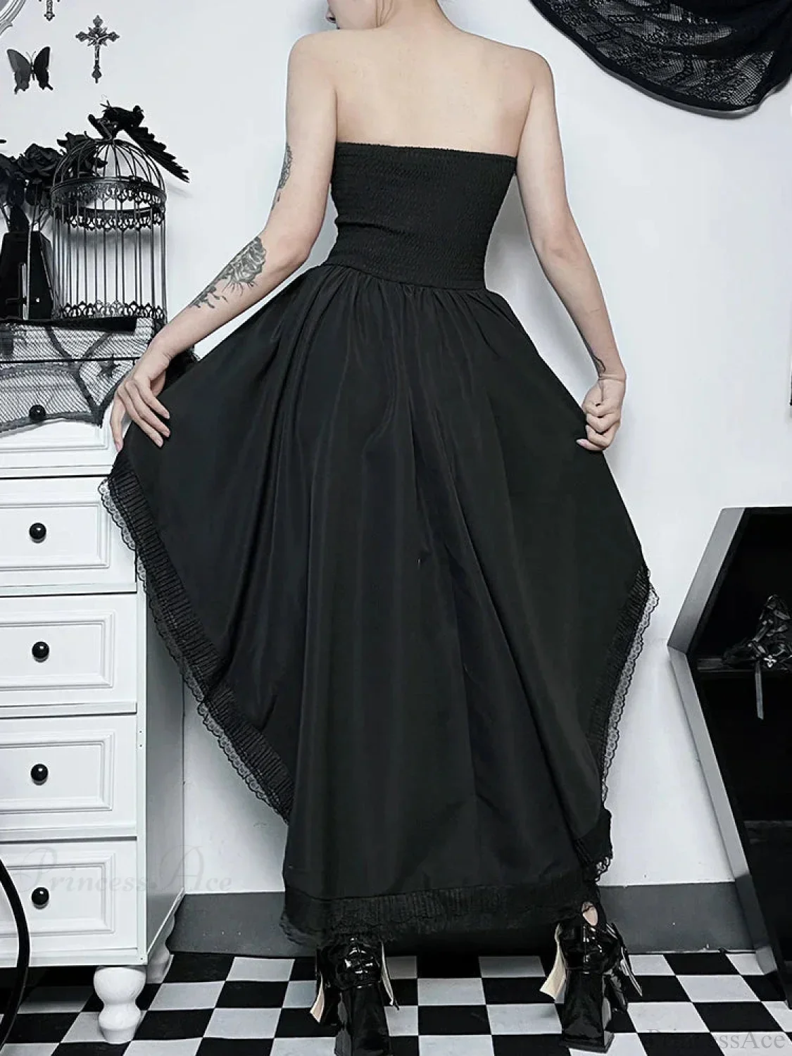 Halloween Lace Patchwork Corset Midi Dress - Image 3