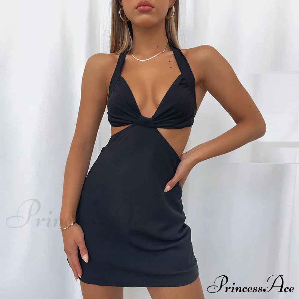 Halter Backless Bandage Women Slim Bodycon Hollow Out Warm-Season Mini Strapless Party Sexy Gown Dress - Image 17