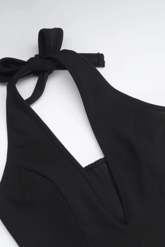 Halter Deep V Ruffled Bodycon Party Dress - Image 8