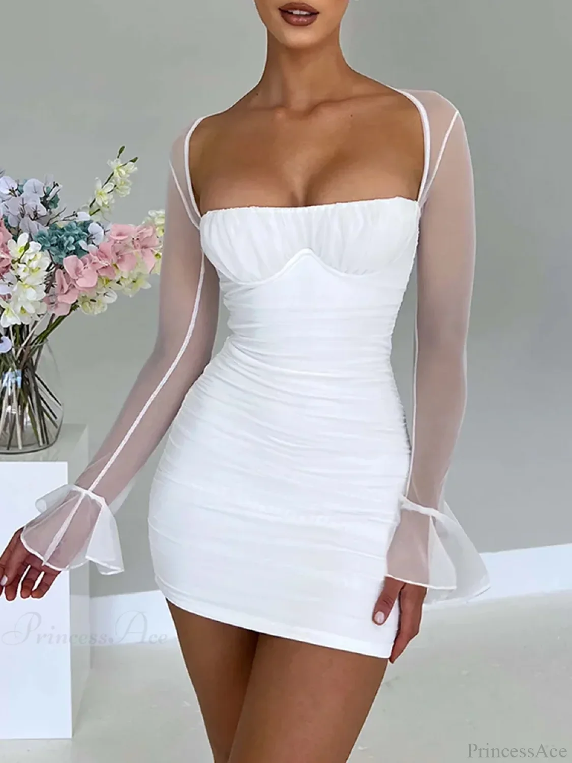 Halter Lace-Up Petal Mini Dress - Image 5