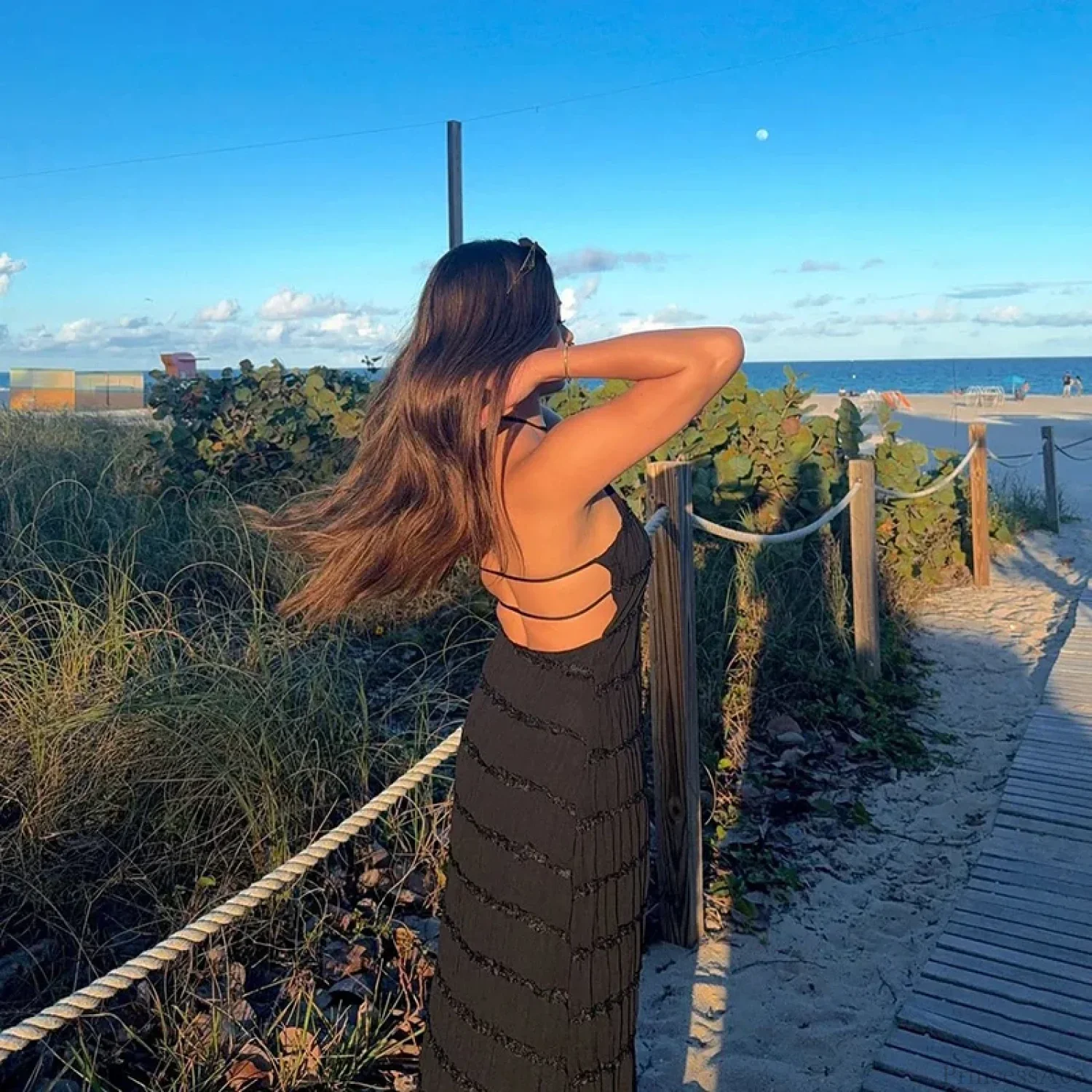 Halter Pleated Boho Vacation Dress - Image 6