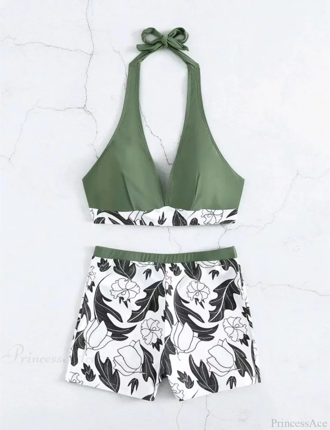Halter Print Shorts Bikini Two Piece Set - Image 10