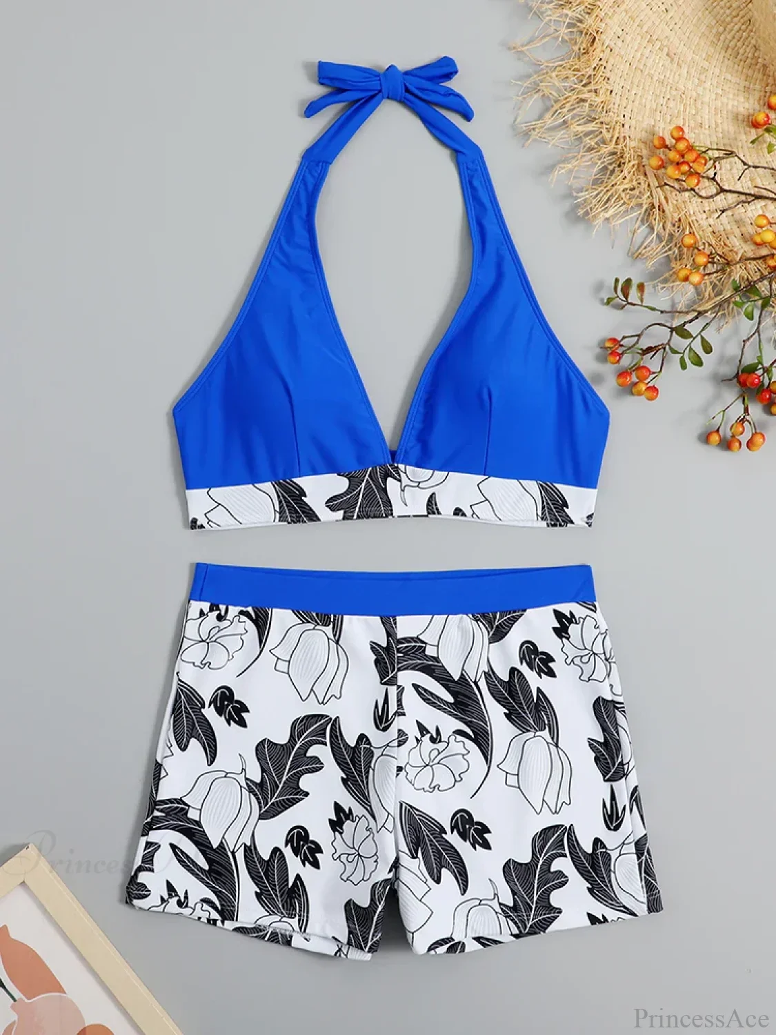 Halter Print Shorts Bikini Two Piece Set - Image 12
