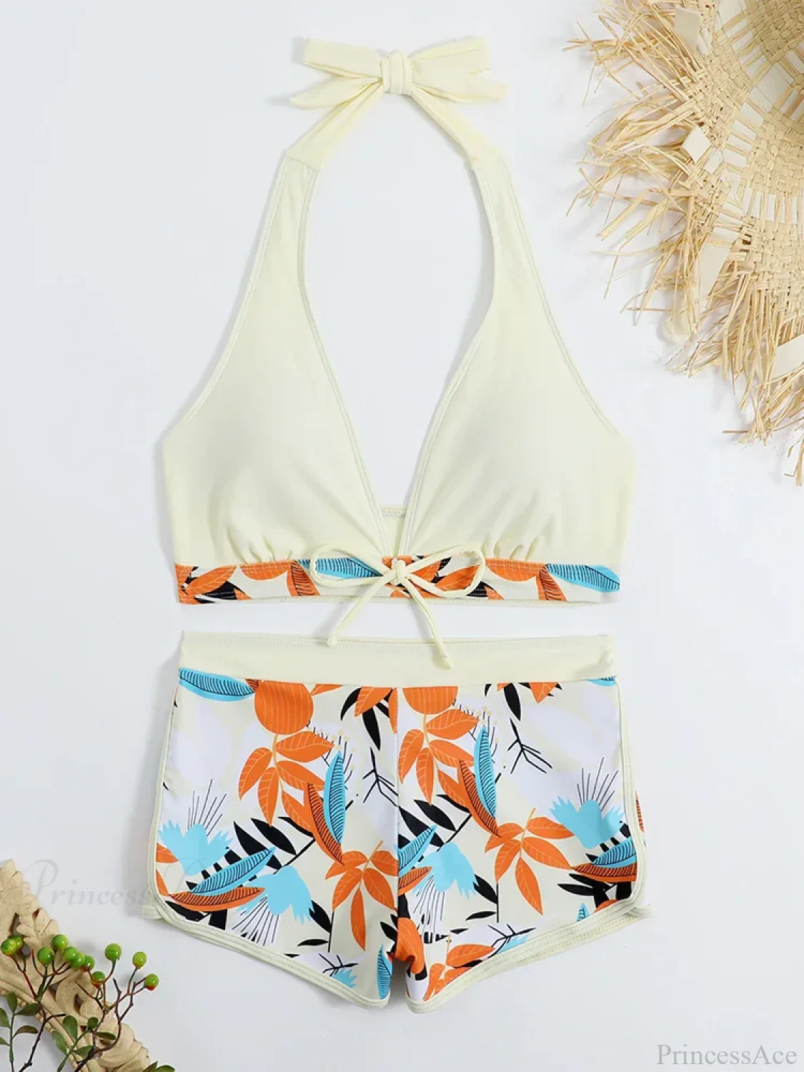 Halter Print Shorts Bikini Two Piece Set - Image 14