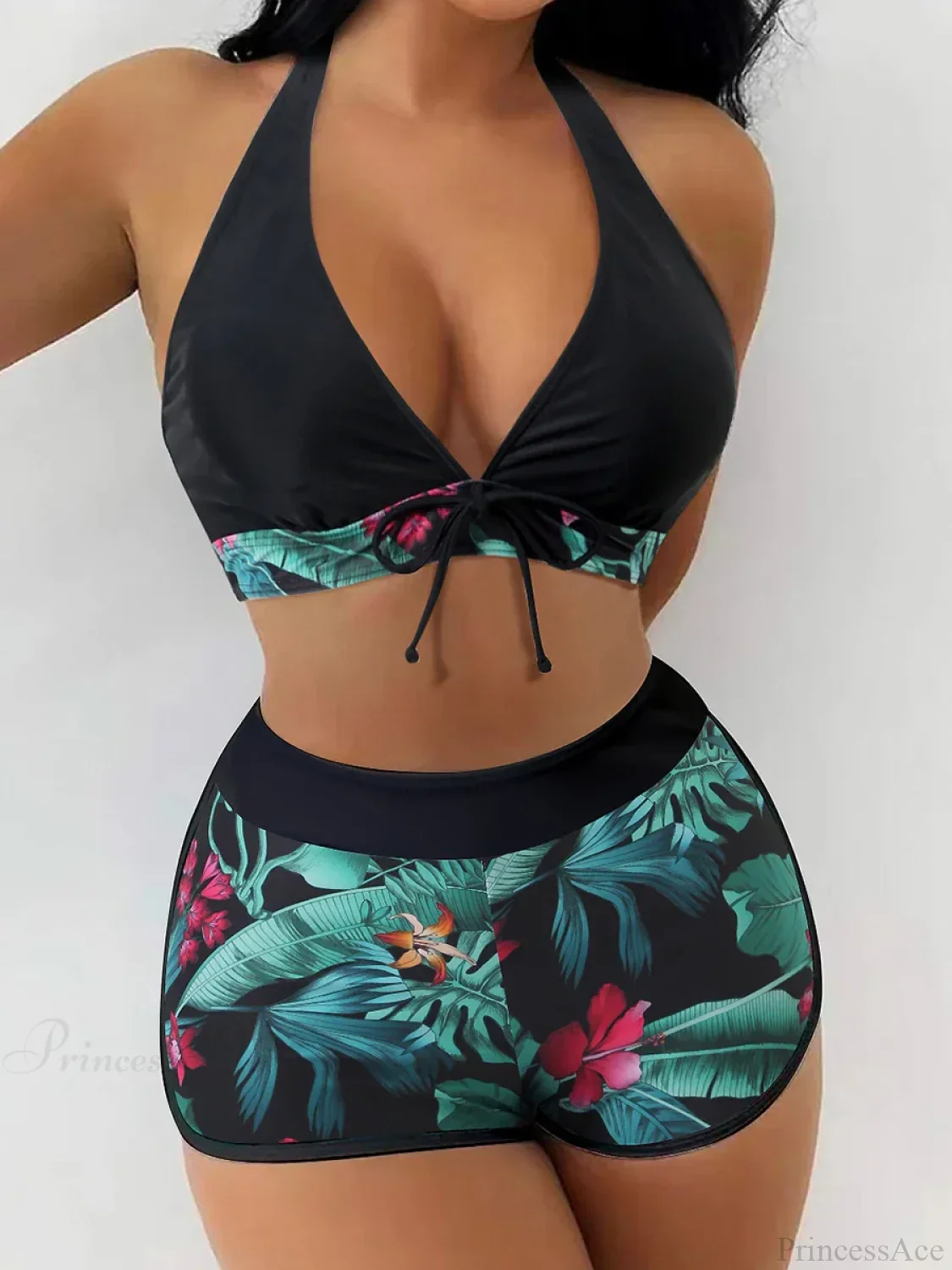 Halter Print Shorts Bikini Two Piece Set - Image 5