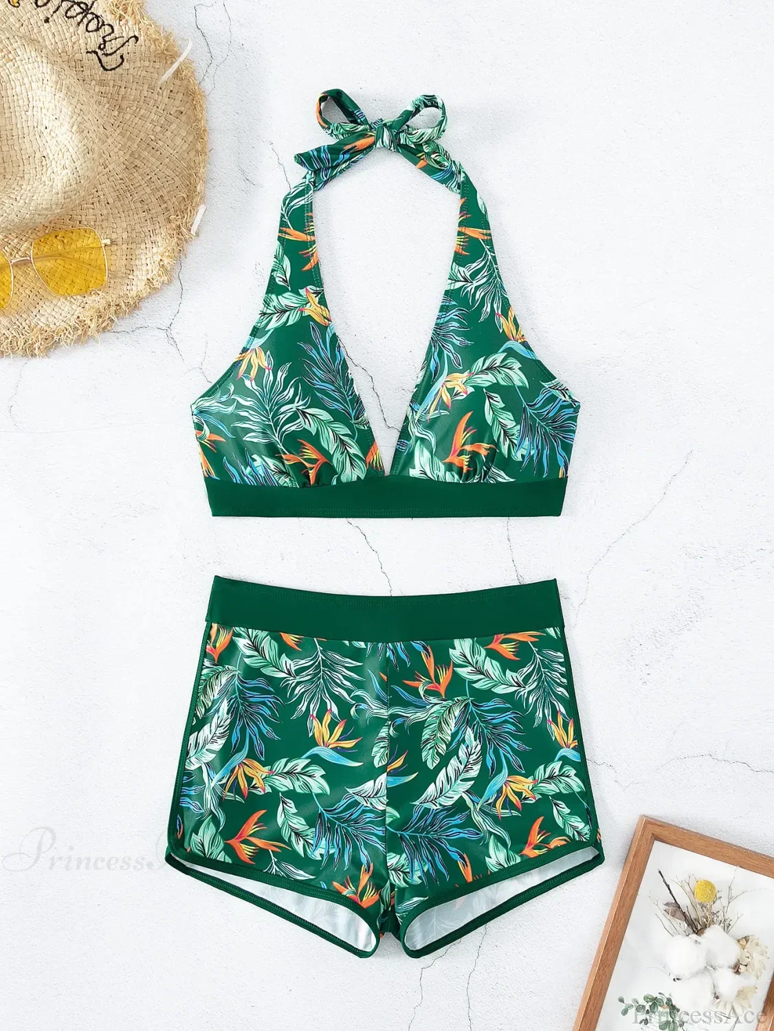 Halter Print Shorts Bikini Two Piece Set - Image 8