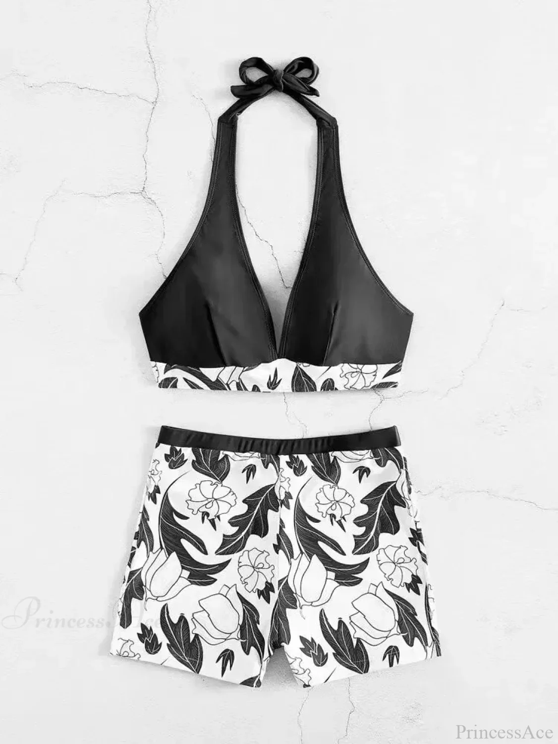 Halter Print Shorts Bikini Two Piece Set - Image 9