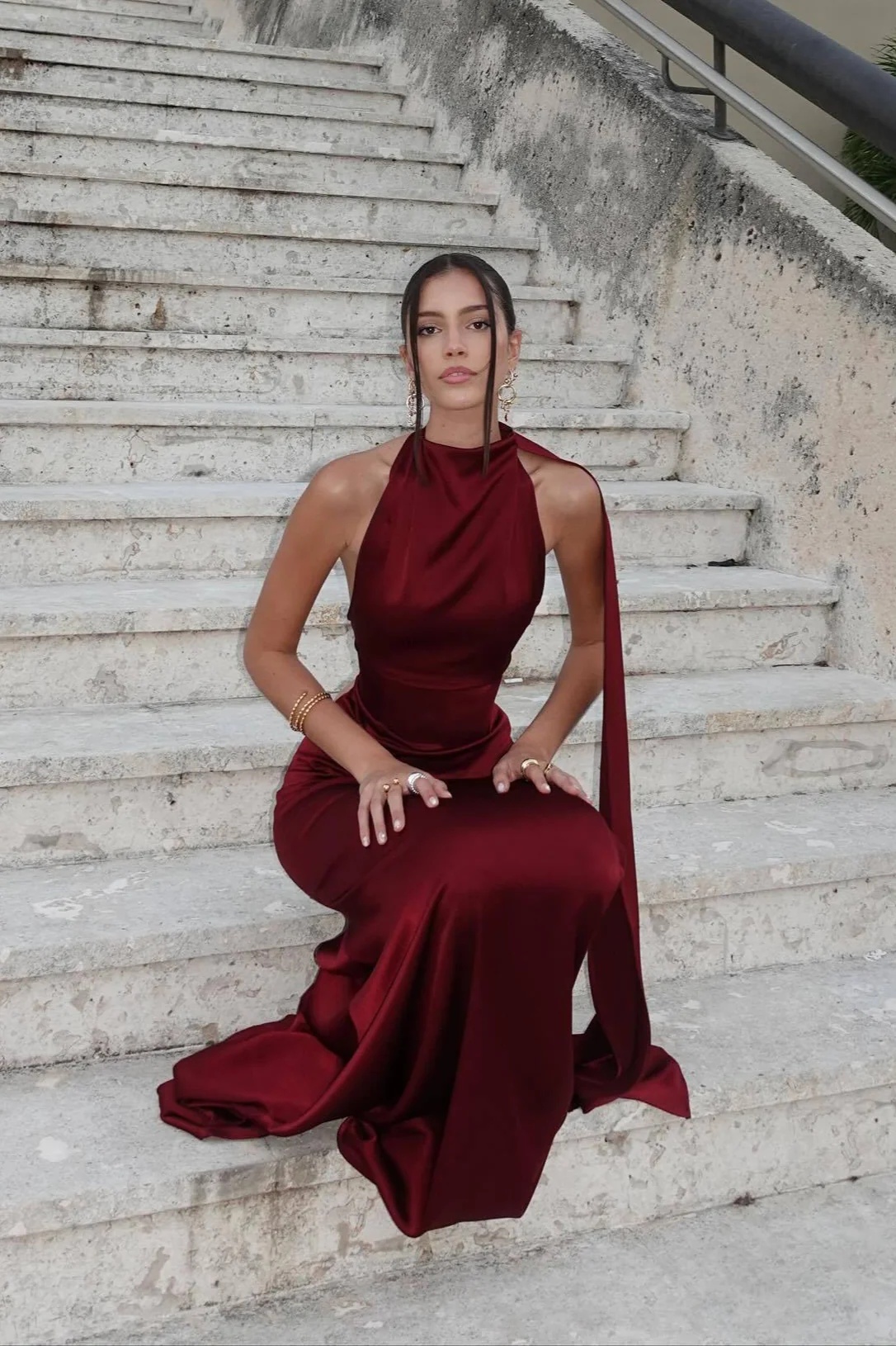 Halter Satin Elegant Solid Color Prom Dress - Image 6