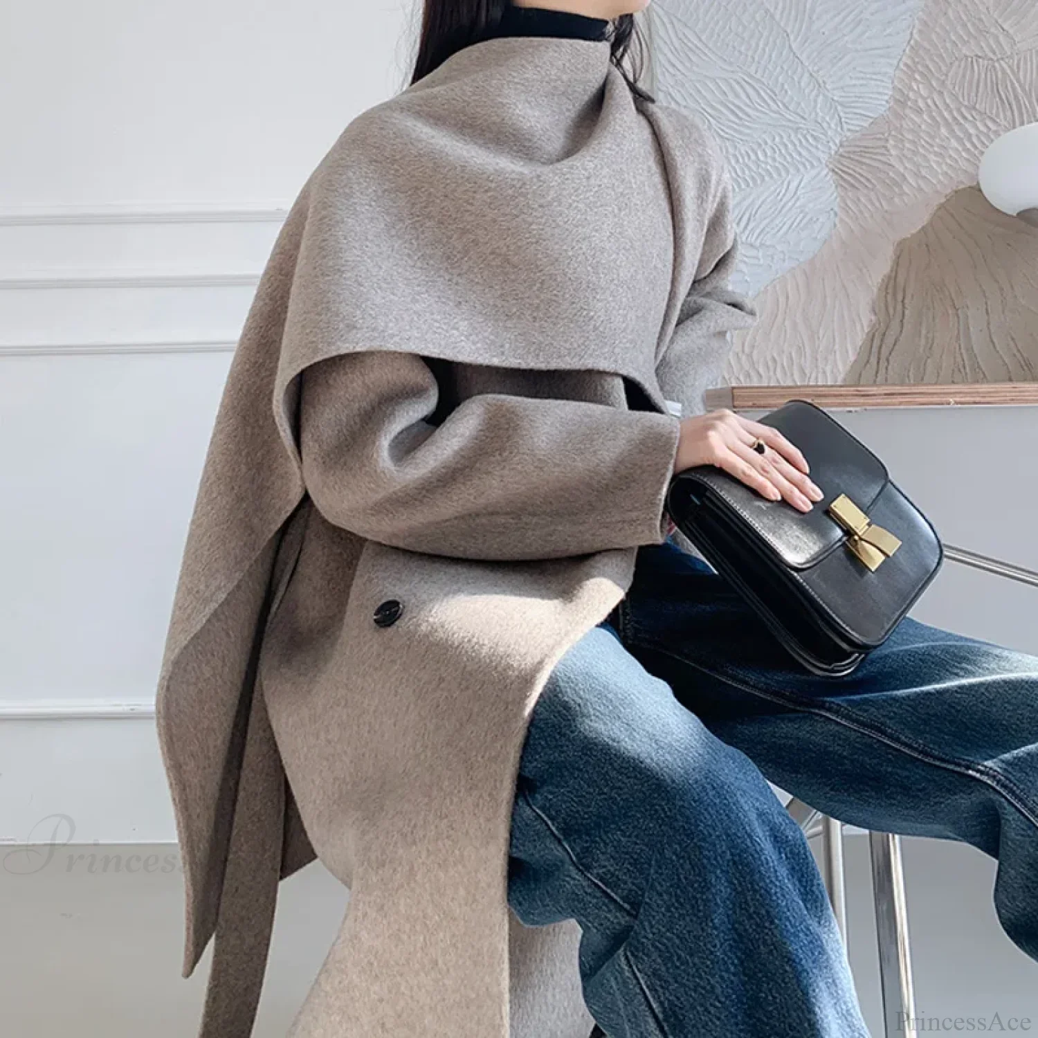 Handmade Cashmere Wool Belted Overcoat - Image 4