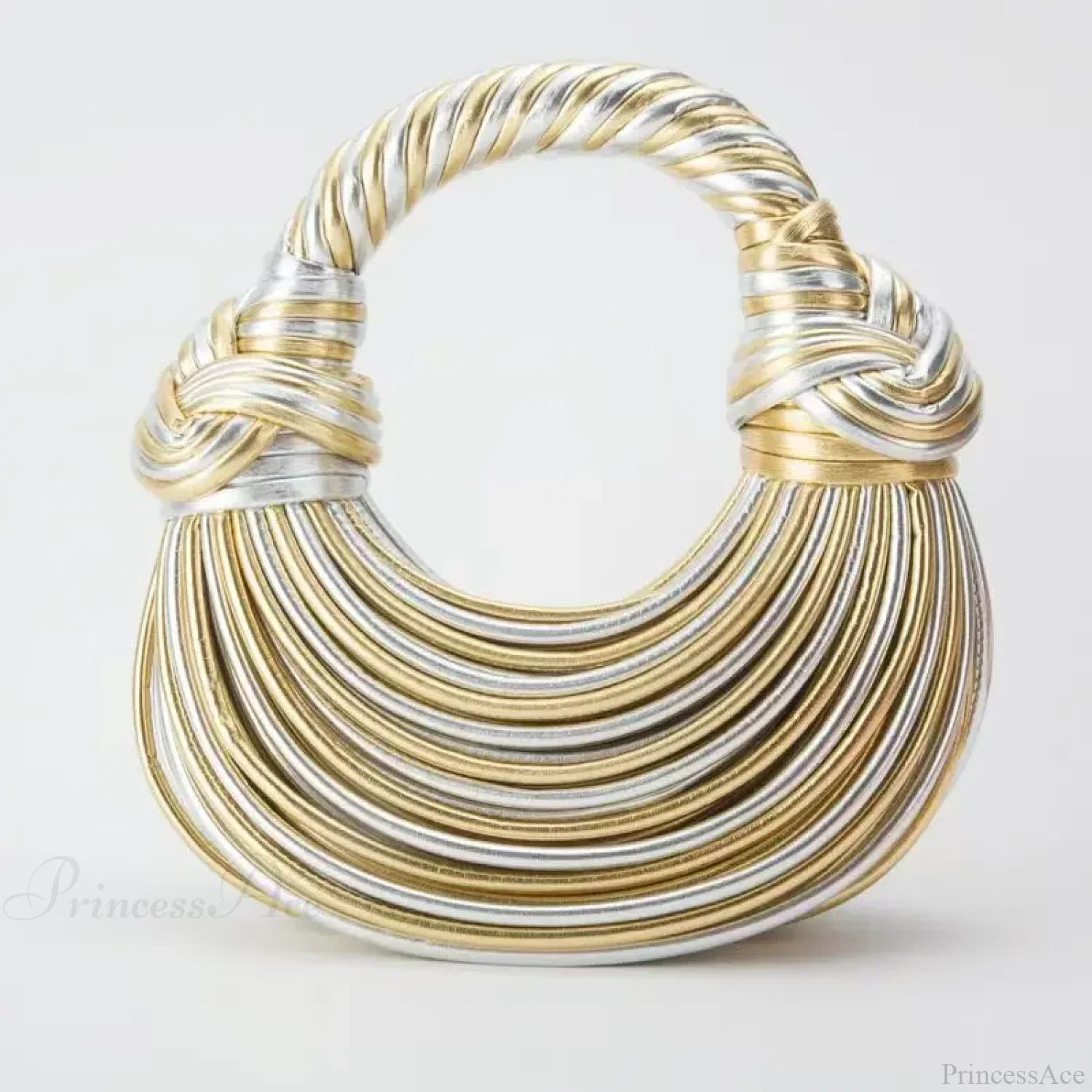 Handwoven Noodle Gold Evening Clutch Handbag - Image 4