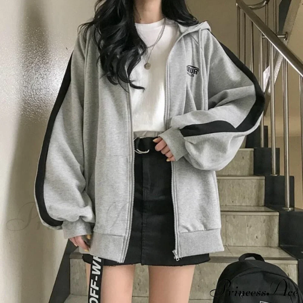 Harajuku Arm Long Hoodie Oversized - - Women's - Fit Loose - Boyfriend Style Street Casual Fleece Sweatshirt Material - Image 3