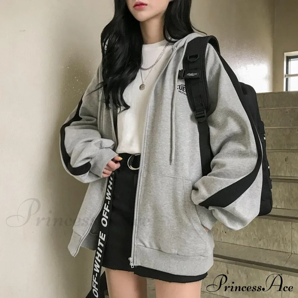 Harajuku Arm Long Hoodie Oversized - - Women's - Fit Loose - Boyfriend Style Street Casual Fleece Sweatshirt Material - Image 4