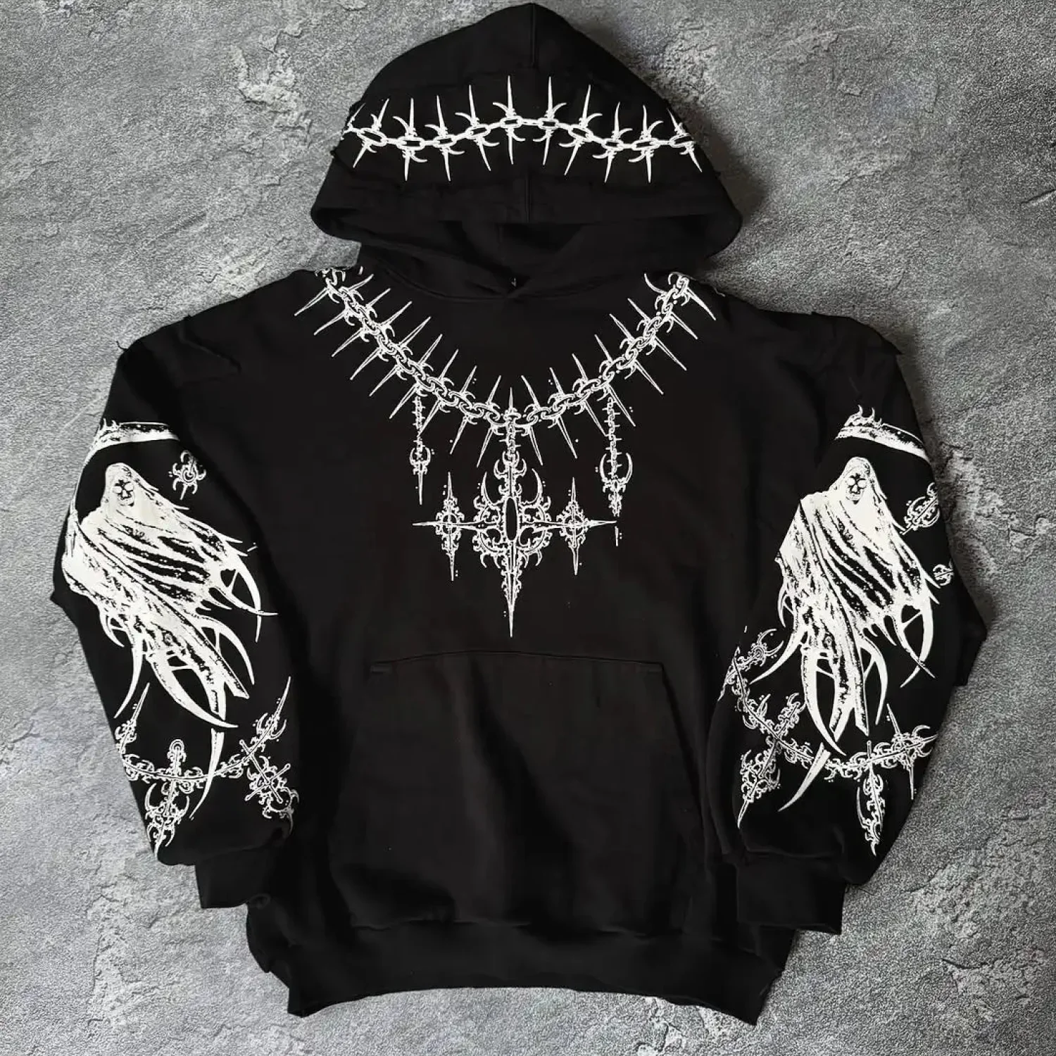 Harajuku Mournful Death Bone Hoodie - Image 2