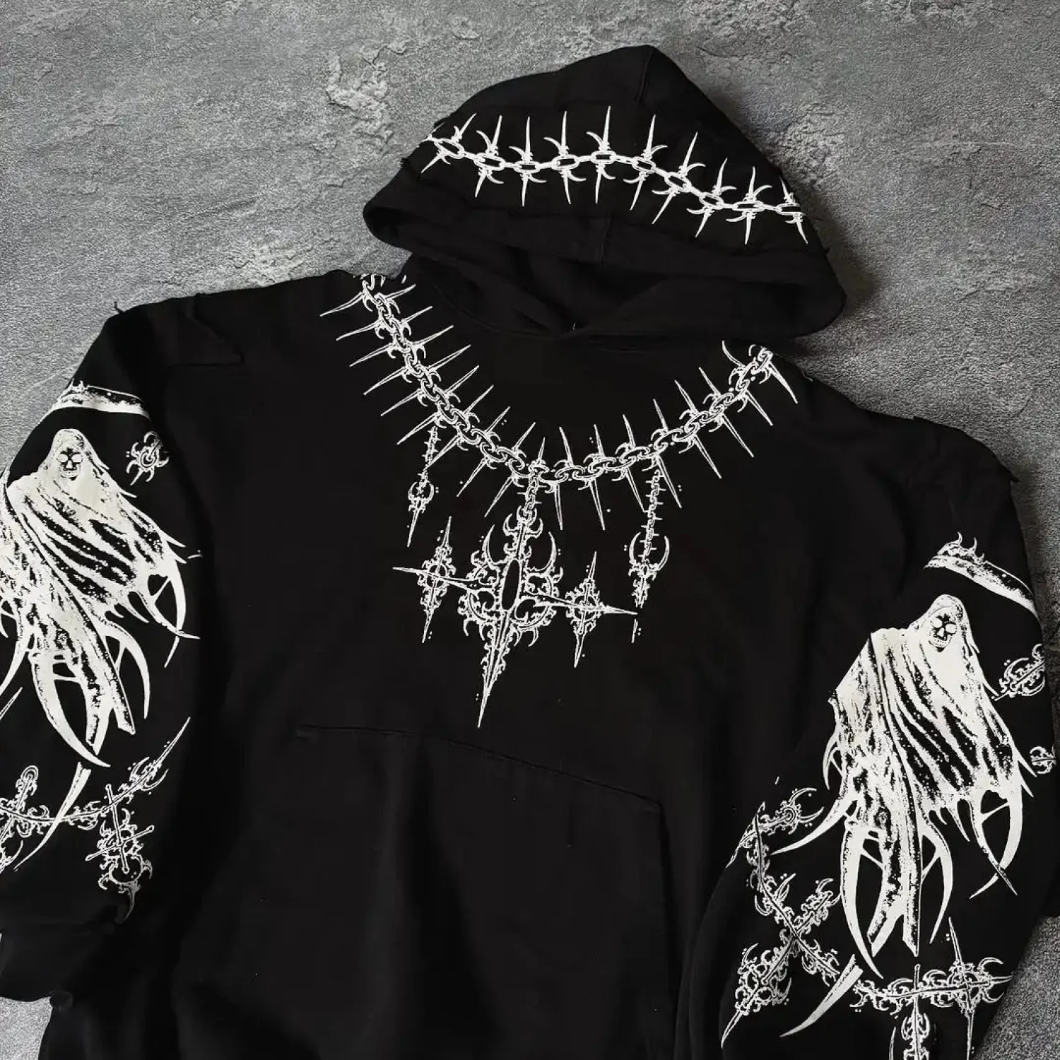 Harajuku Mournful Death Bone Hoodie - Image 3