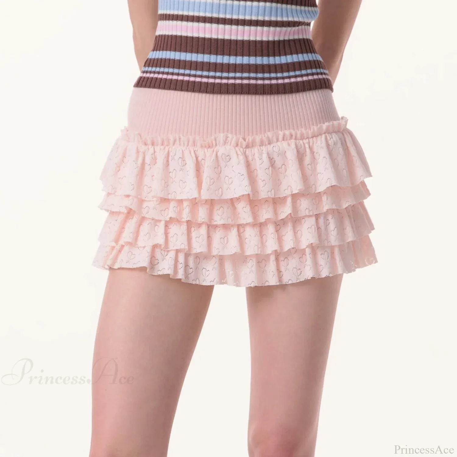Heart Pattern Cake Style Skirt