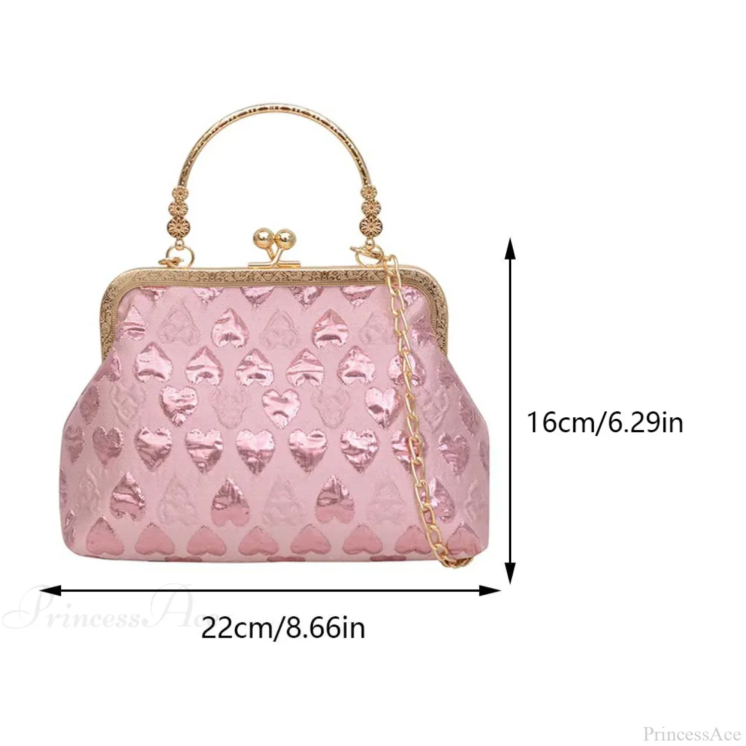 Heart Pattern Stylish Evening Clutch Chain Crossbody Bag - Image 5