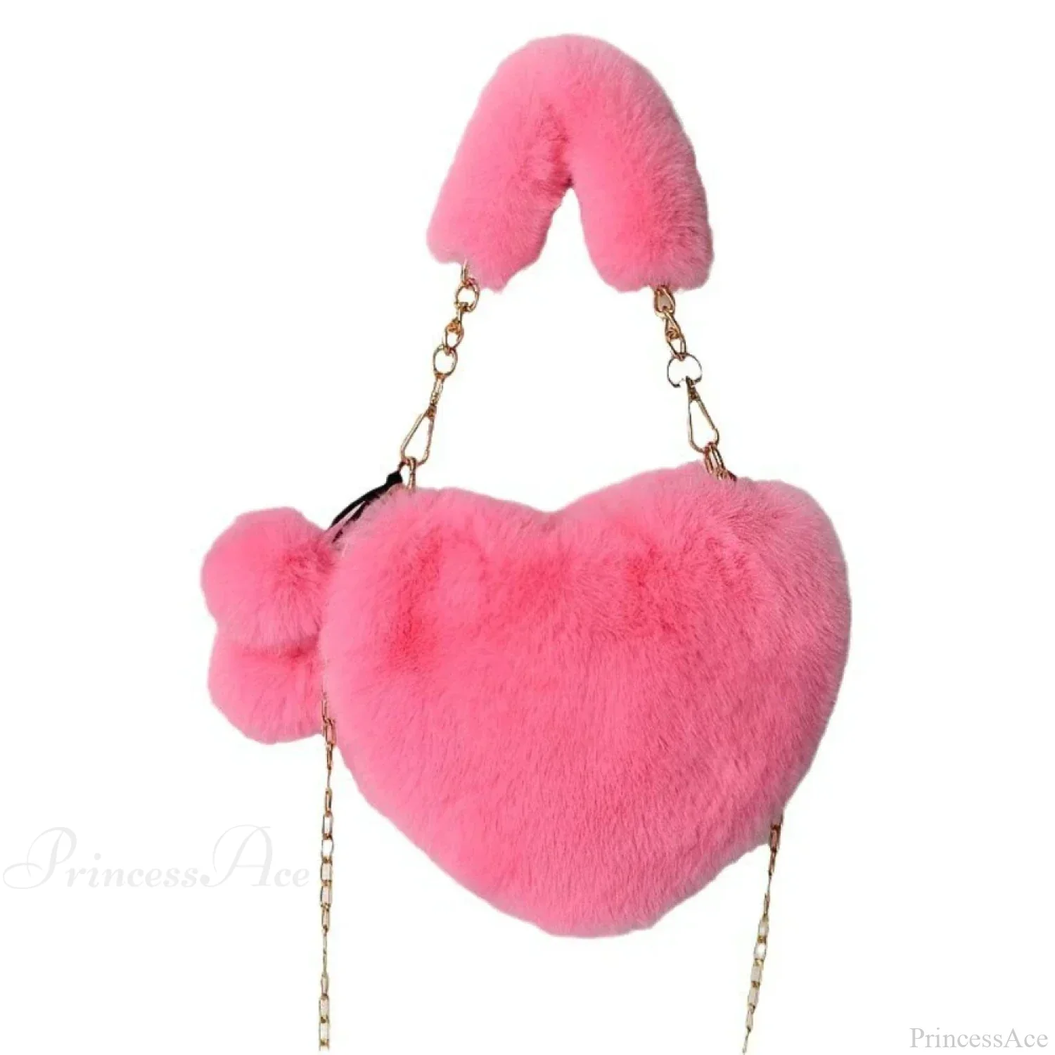 Heart-shaped Faux Fur Plush Small Crossbody Handbag - Image 7