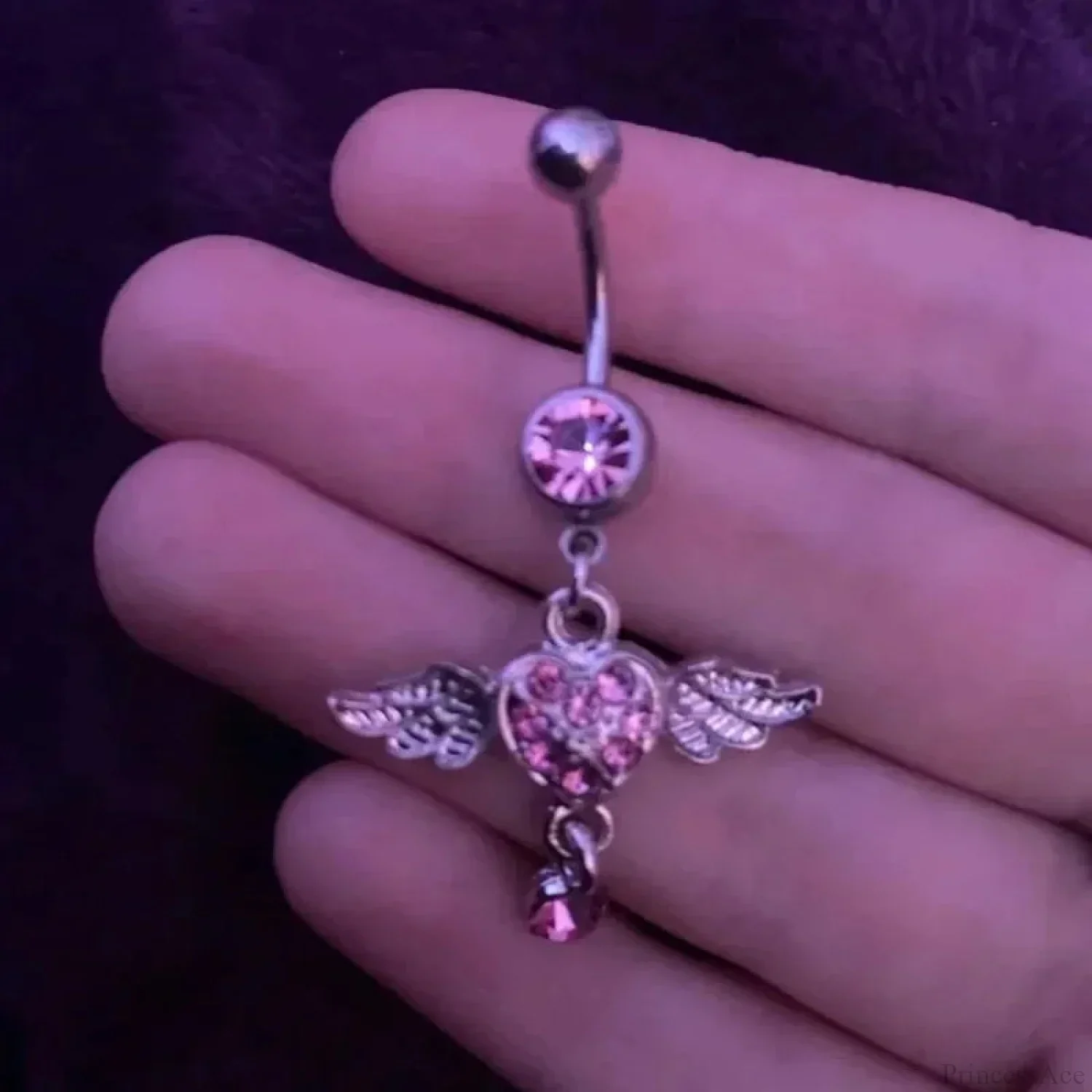 Heavenly Feathers Rose Dark Belly Ring - Image 2
