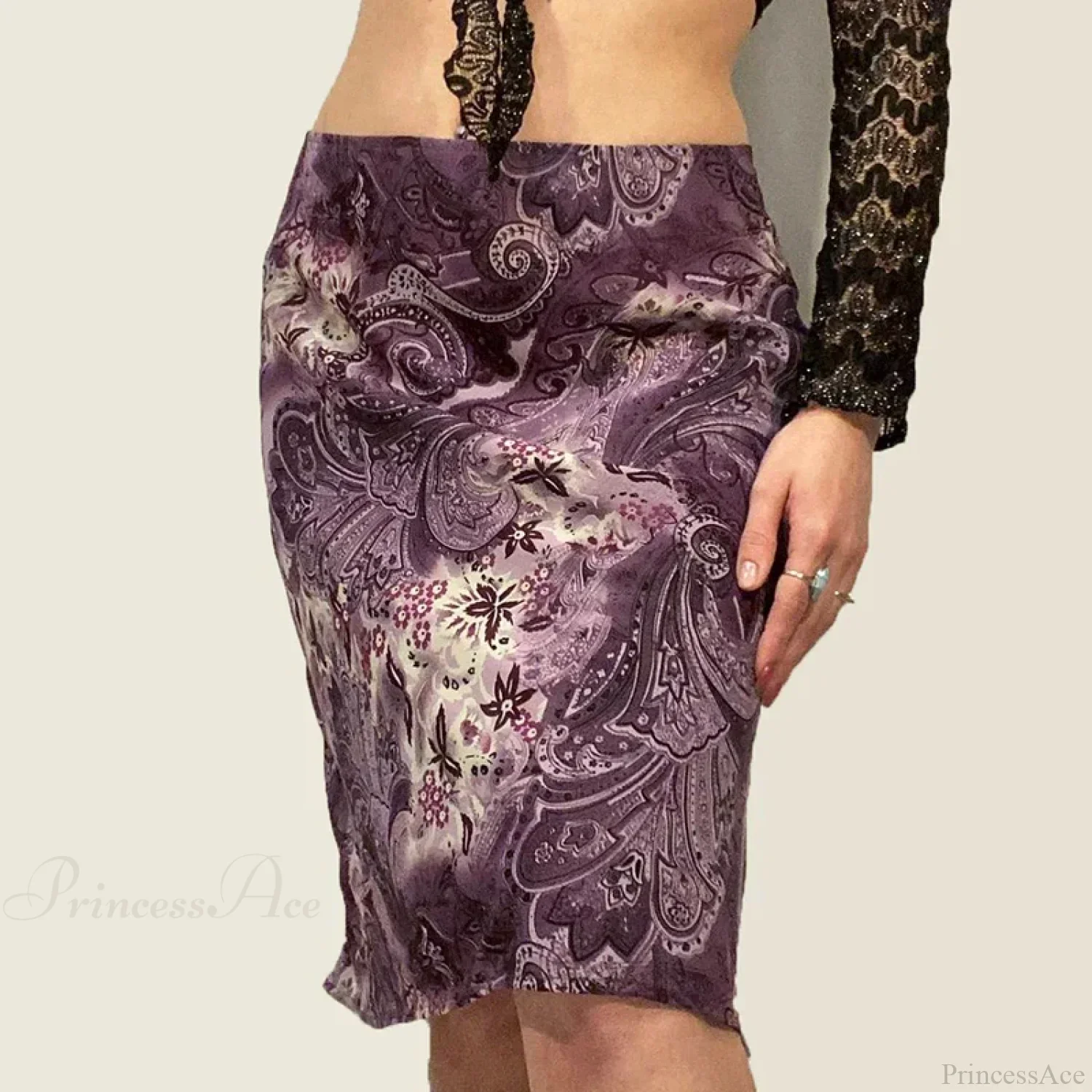 HEYounGIRL Vintage Mesh Purple Skirt Low Waist Aesthetic Outfits - Image 2