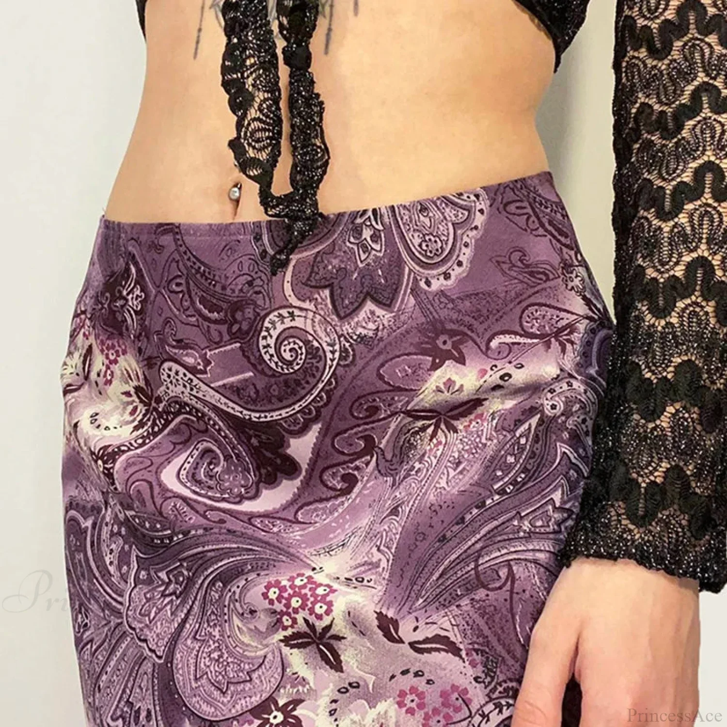HEYounGIRL Vintage Mesh Purple Skirt Low Waist Aesthetic Outfits - Image 4