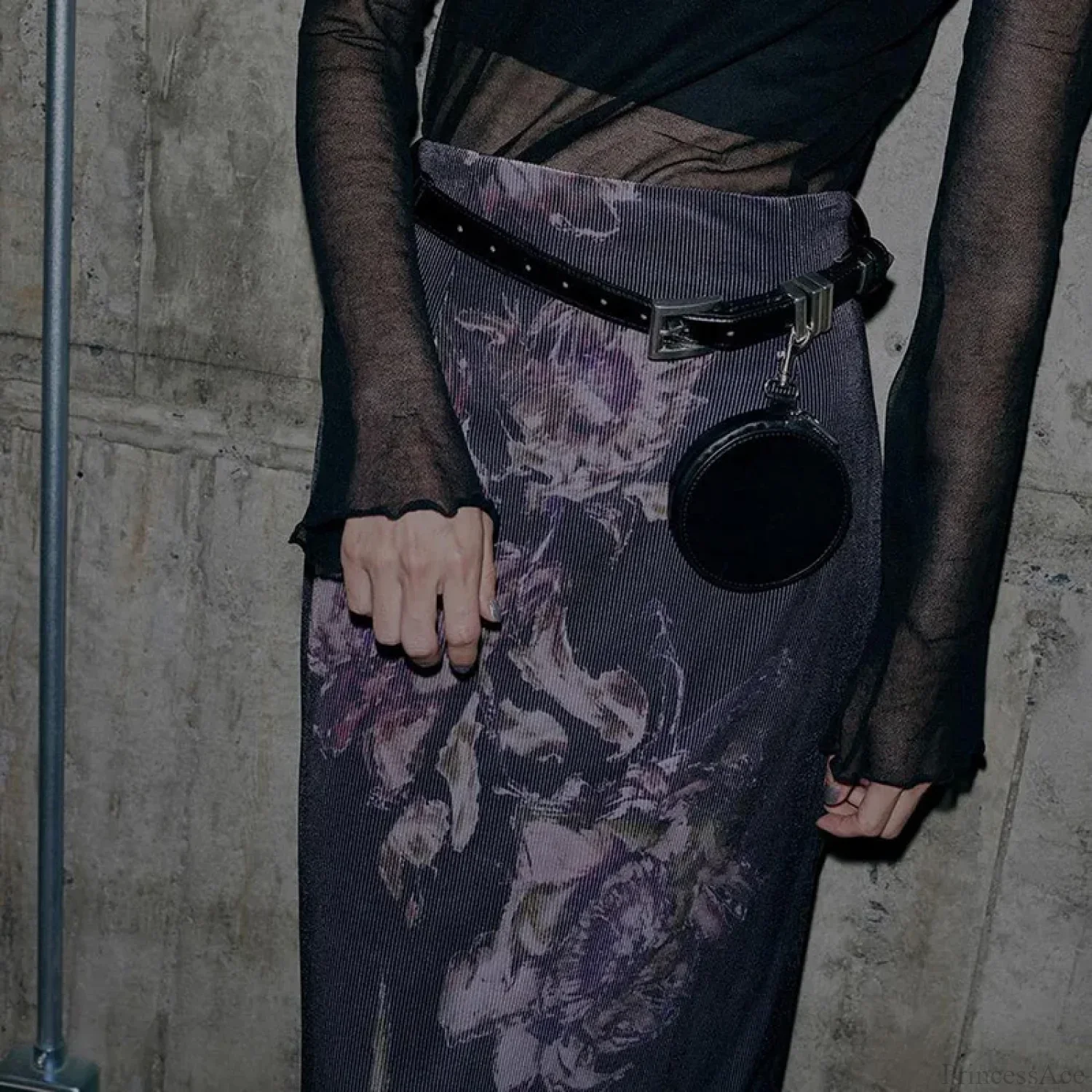 HEYounGIRL Vintage Purple Floral Print Slit Autumn Skirt - Image 3