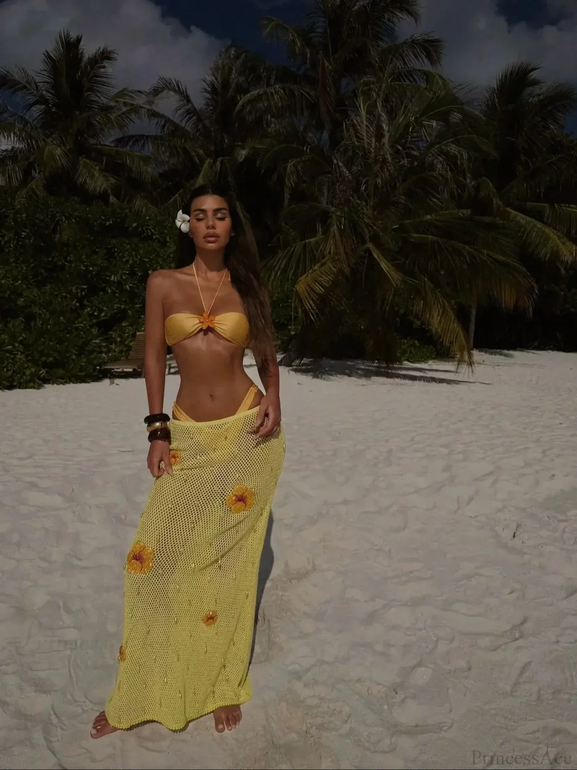 High Leg Bikini with Skirt Three Piece Swimsuit - Image 2