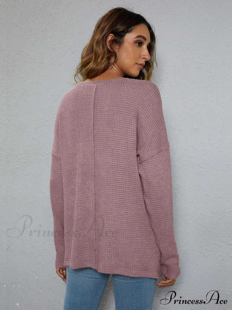 High-Low with Top Dropped Waffle-Knit Shoulder - Image 16