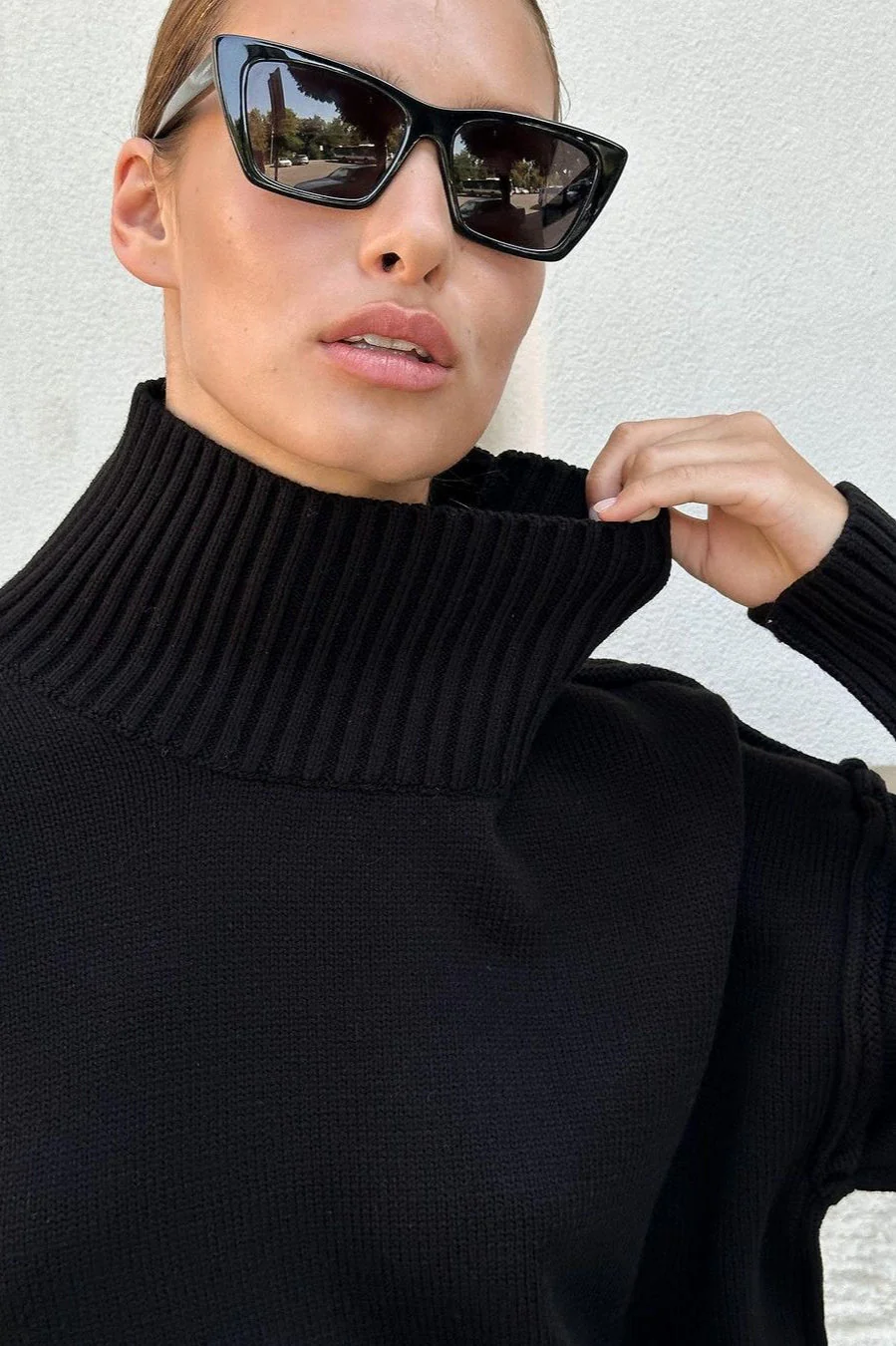 High Neck Patchwork Knit Sweater - Image 12