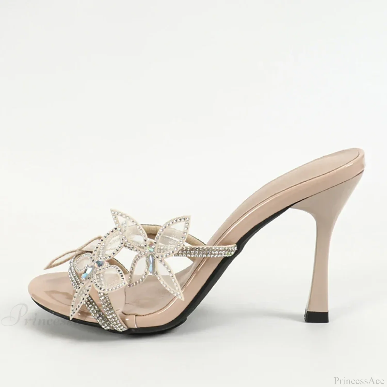 High Quality Non-Slip Bottom Crystal Butterfly Open Toe Rhinestone Heels Mules High Heel - Image 6