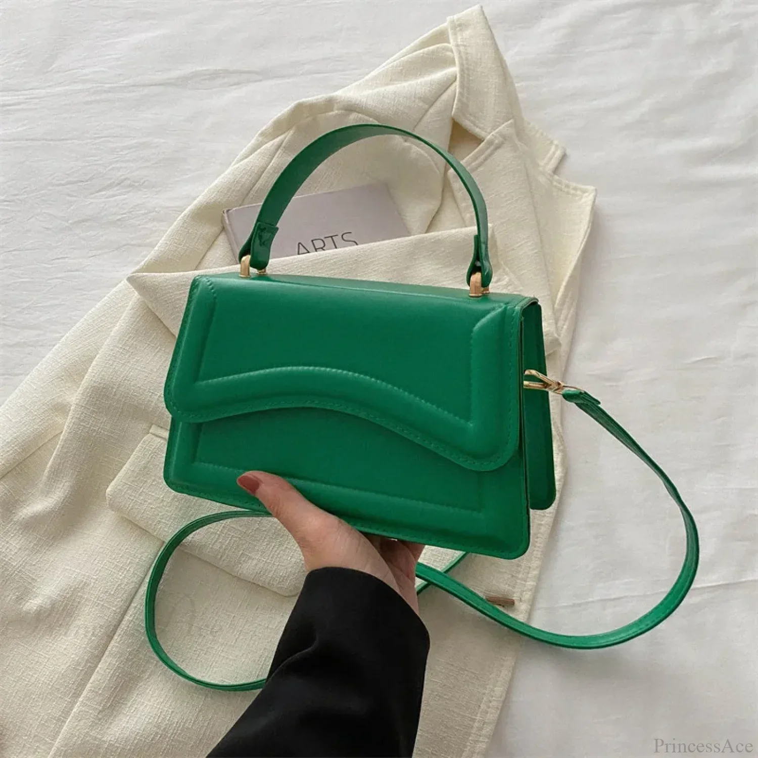 High-Quality PU Leather Solid Color Crossbody Handbag - Image 11