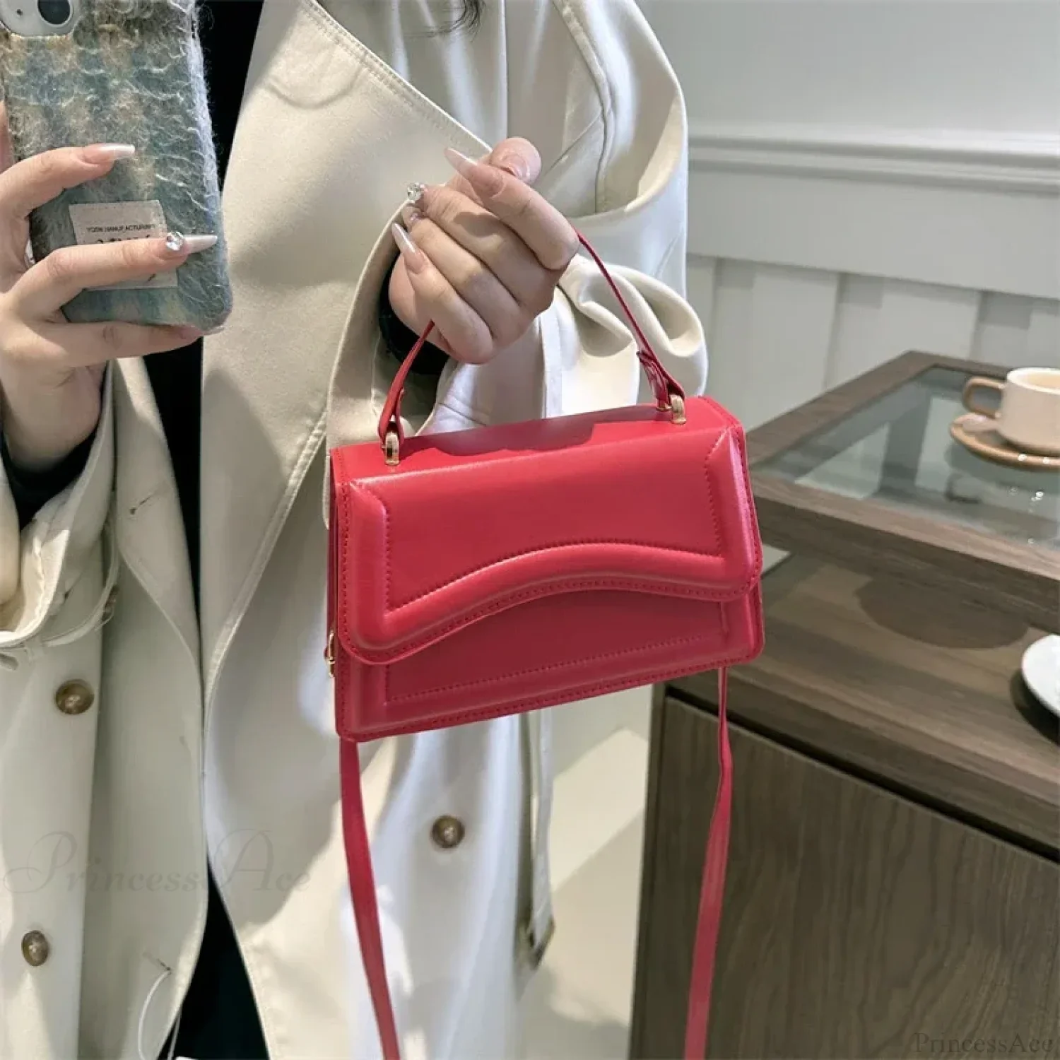 High-Quality PU Leather Solid Color Crossbody Handbag - Image 2