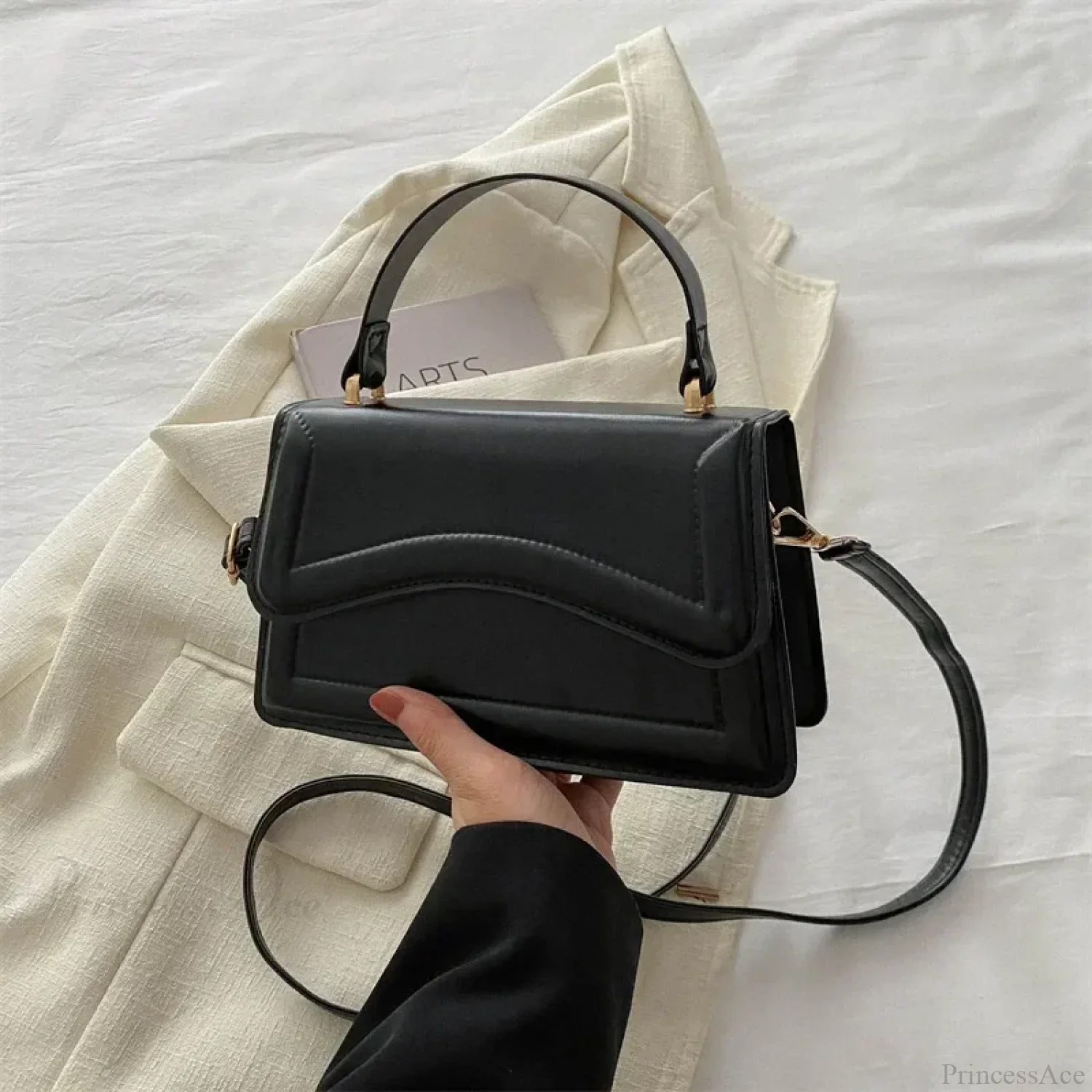 High-Quality PU Leather Solid Color Crossbody Handbag - Image 7