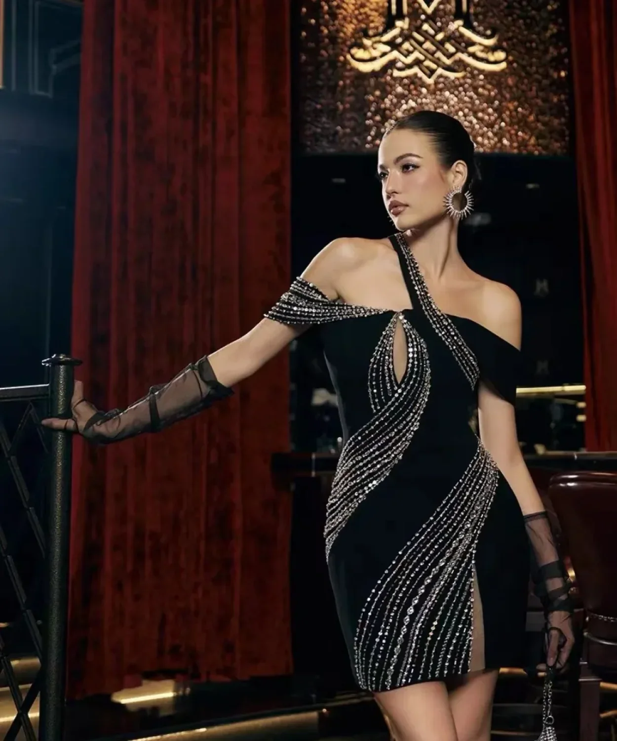 High Slit Drawstring Bodycon Party Dress - Image 2