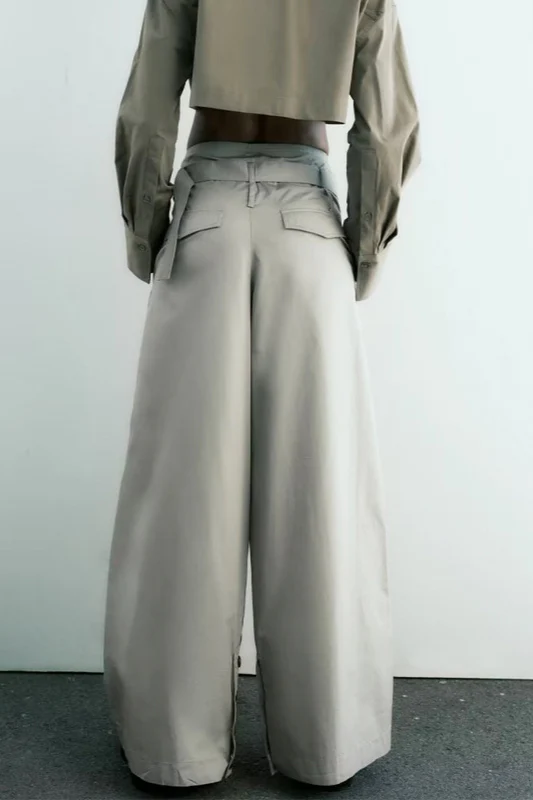 High Waist Belted Wide Leg Cargo Pant - Image 2