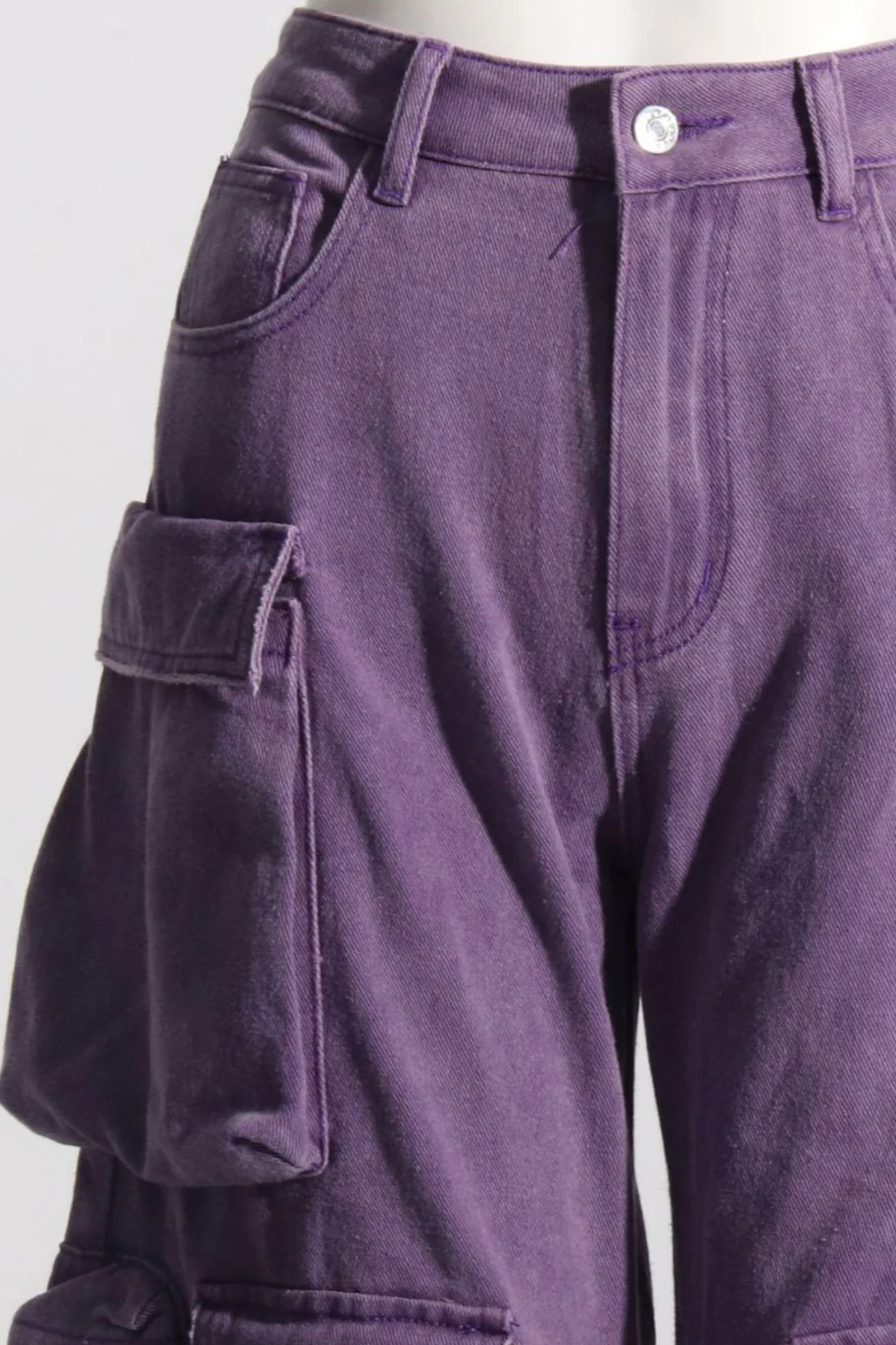 High Waist Oversized Pocket Denim Cargo Pant - Image 3