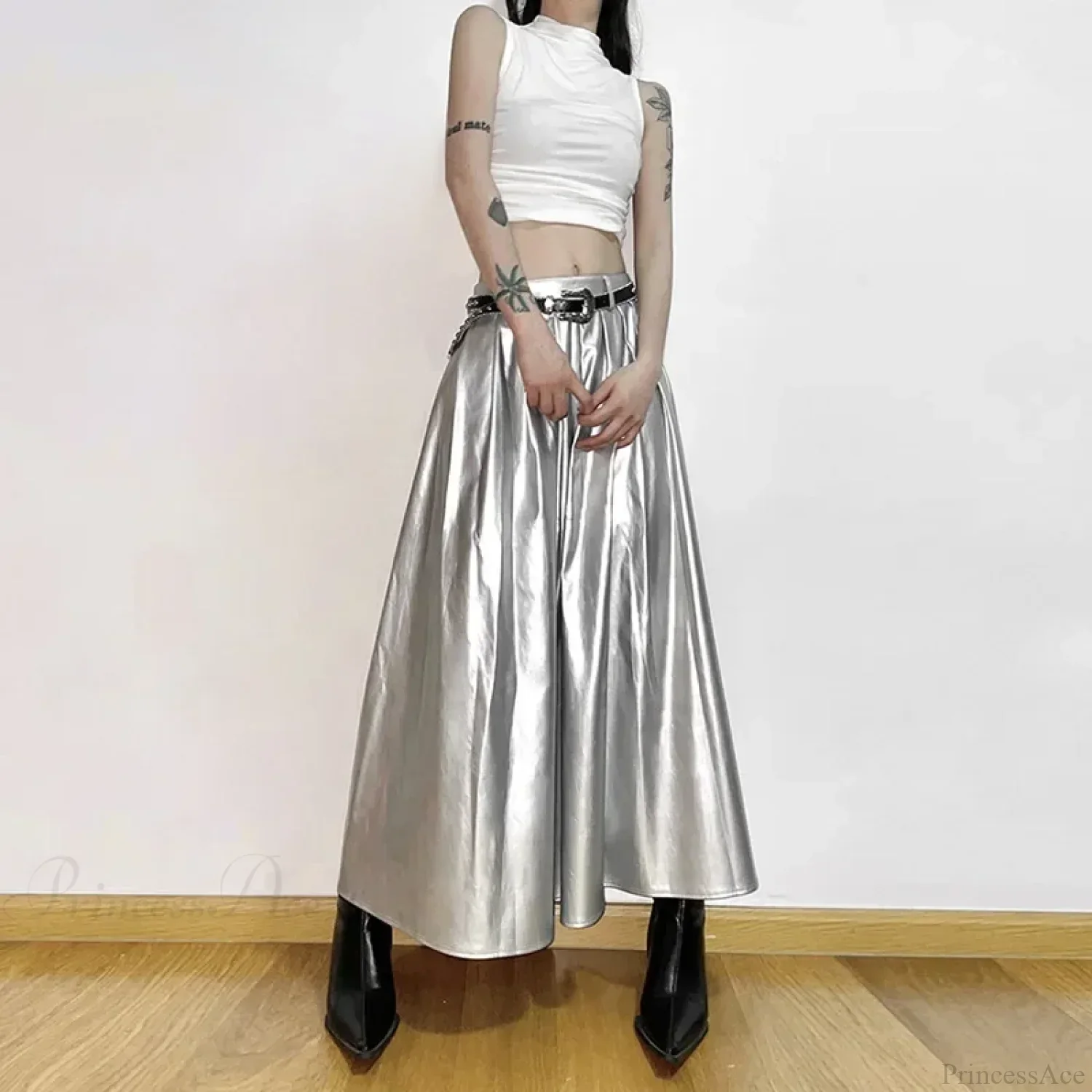 High Waist Pleated Cyberpunk Skirt - Image 5