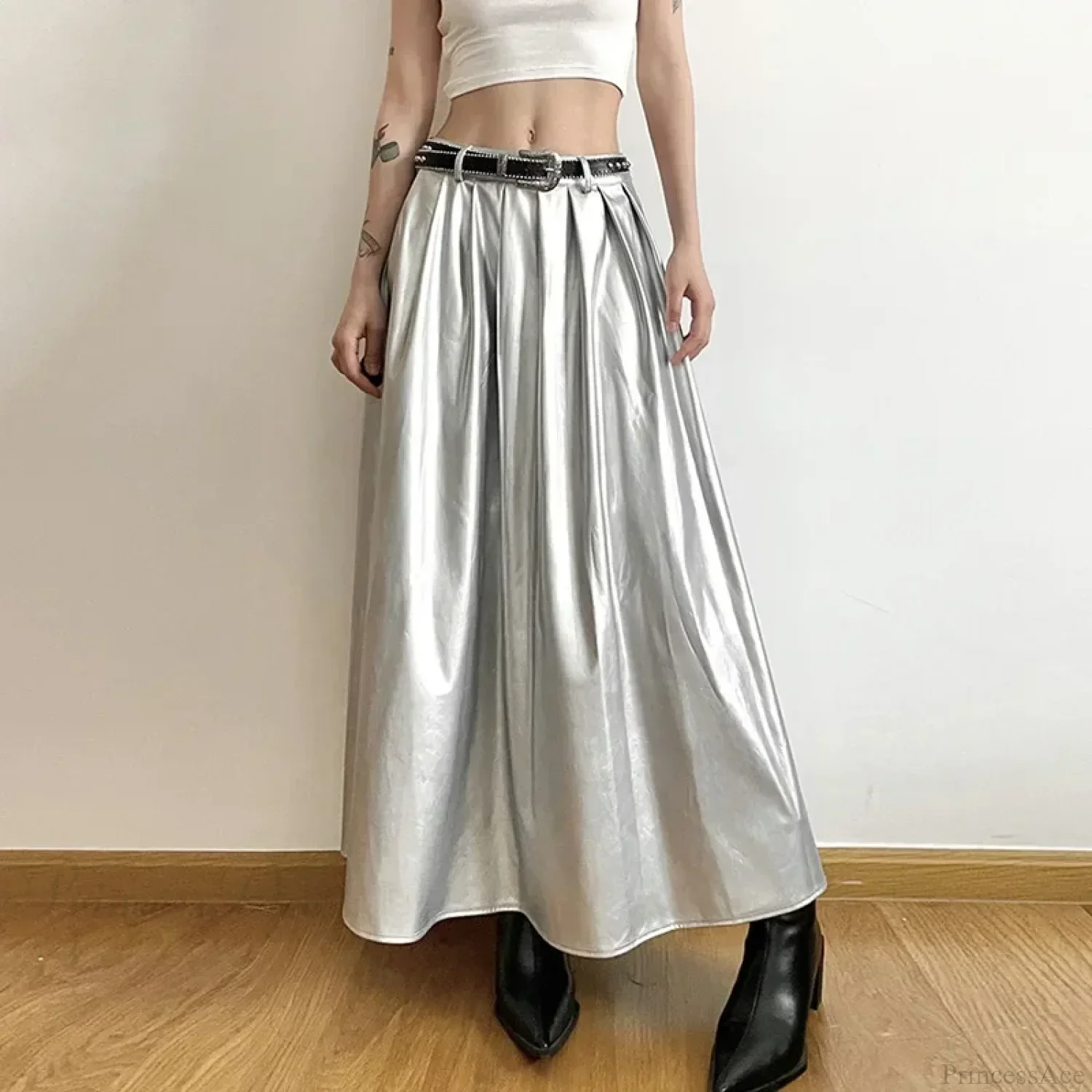 High Waist Pleated Cyberpunk Skirt - Image 6