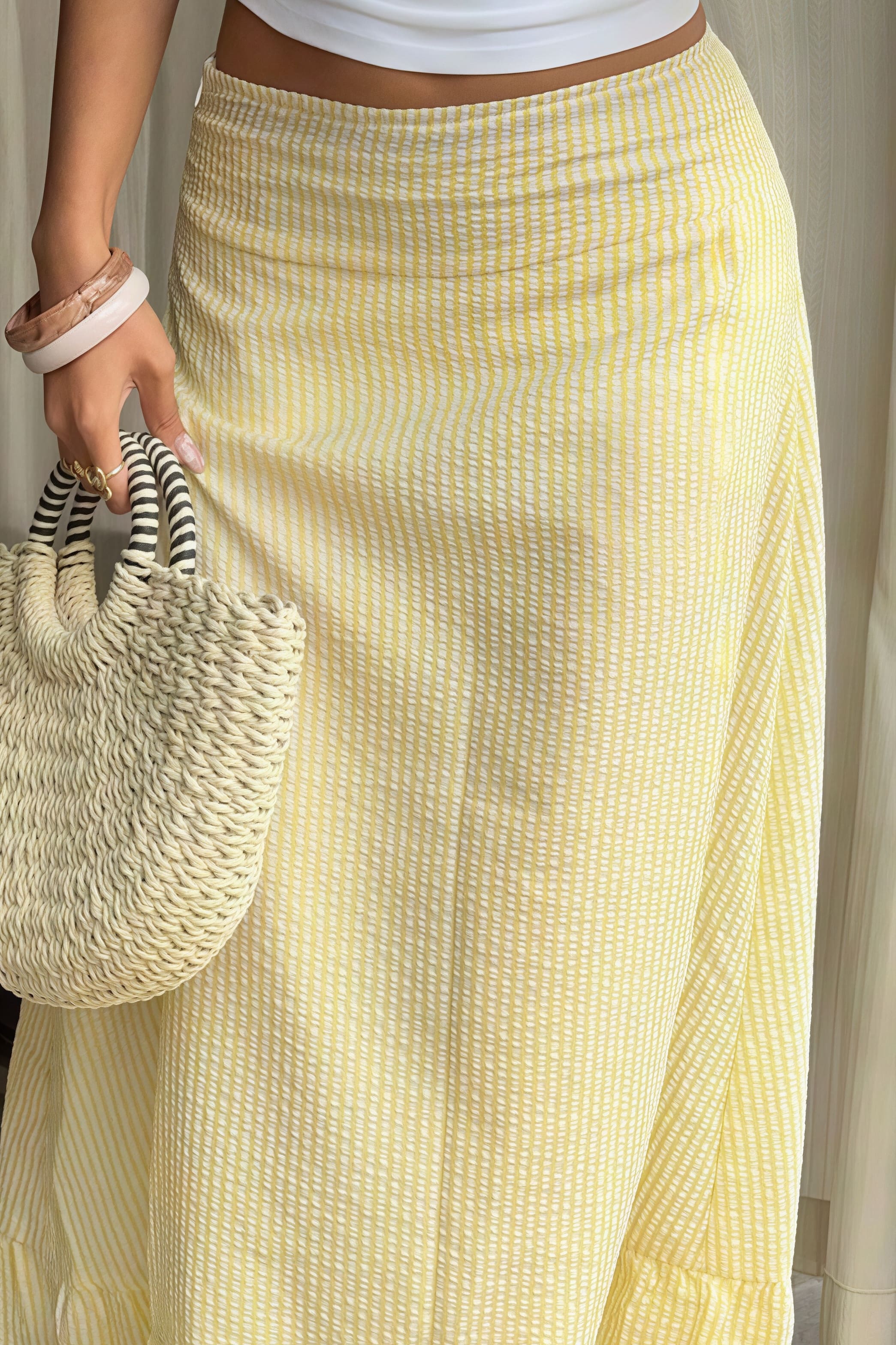 High Waist Striped Flared Casual Skirt - Image 4