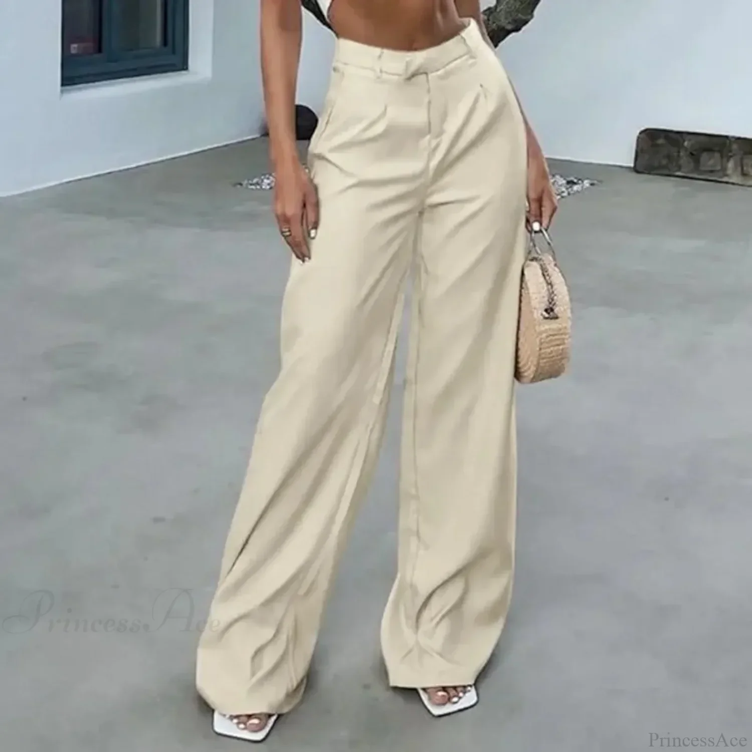 High Waist Tie Side Pleated Pants - Image 2